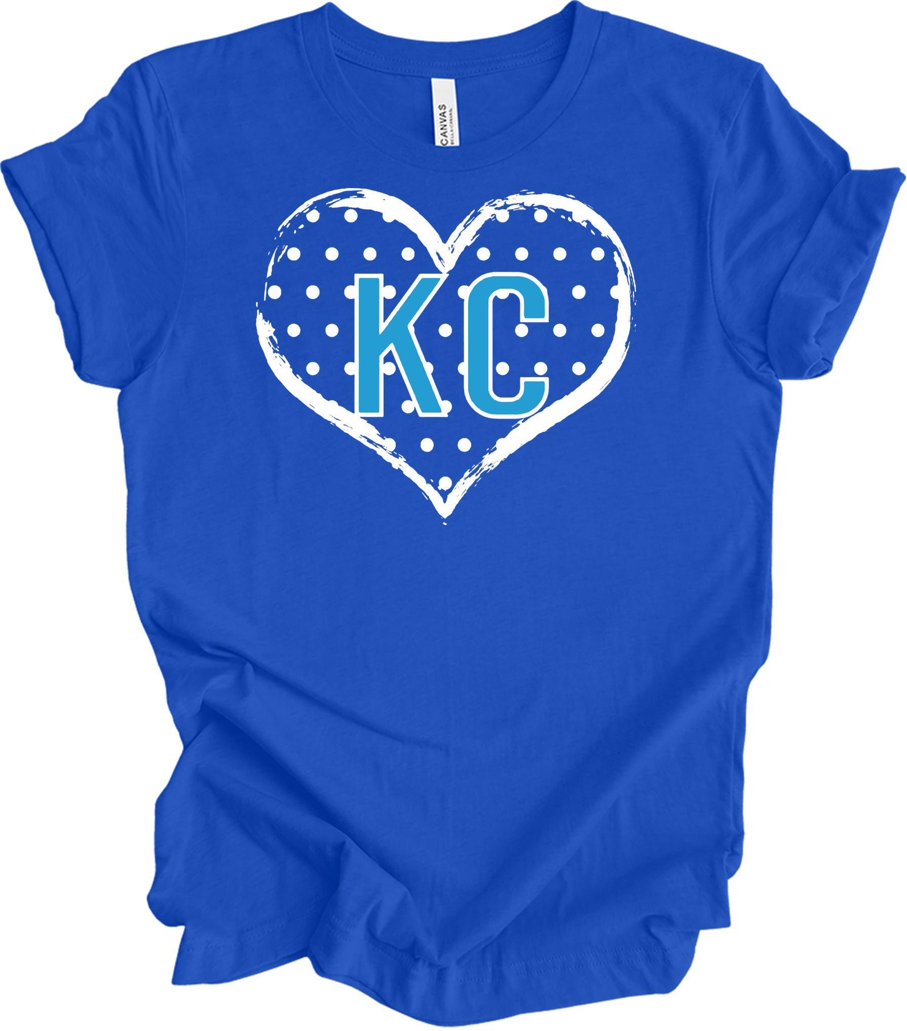 KC Heart Polka Dot T-Shirt in True Royal