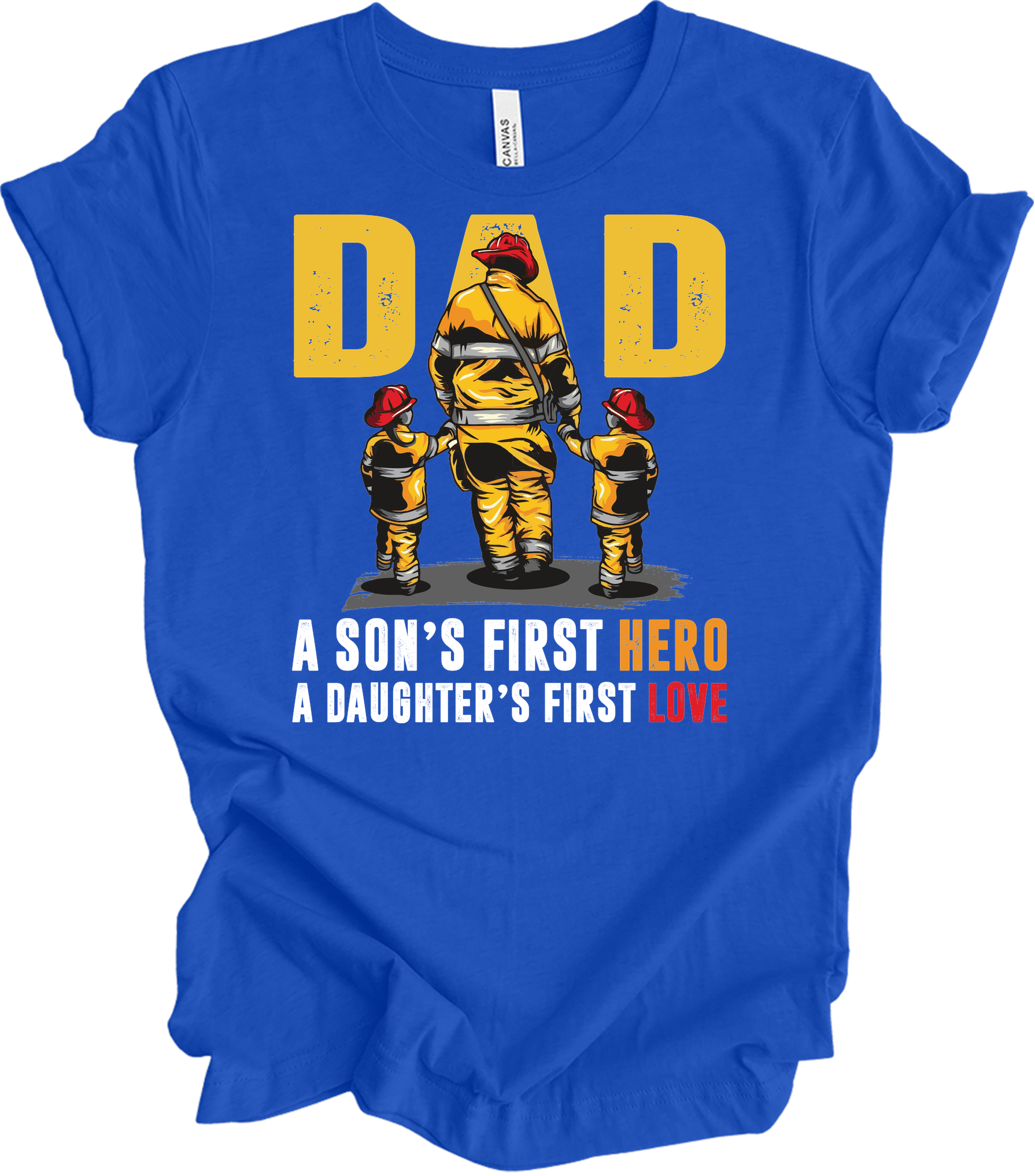 Firefighter Dad: Hero & Love T-Shirt in True Royal