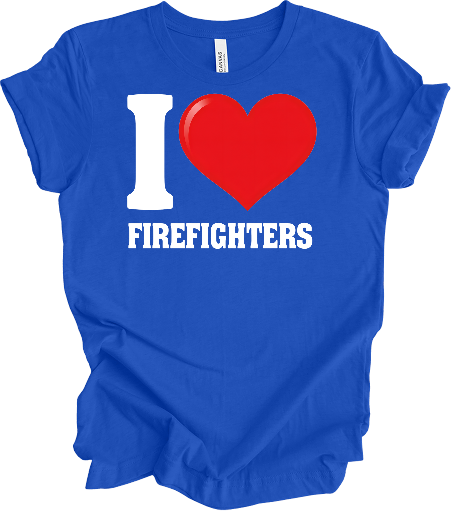 I Love Firefighters T-Shirt in True Royal
