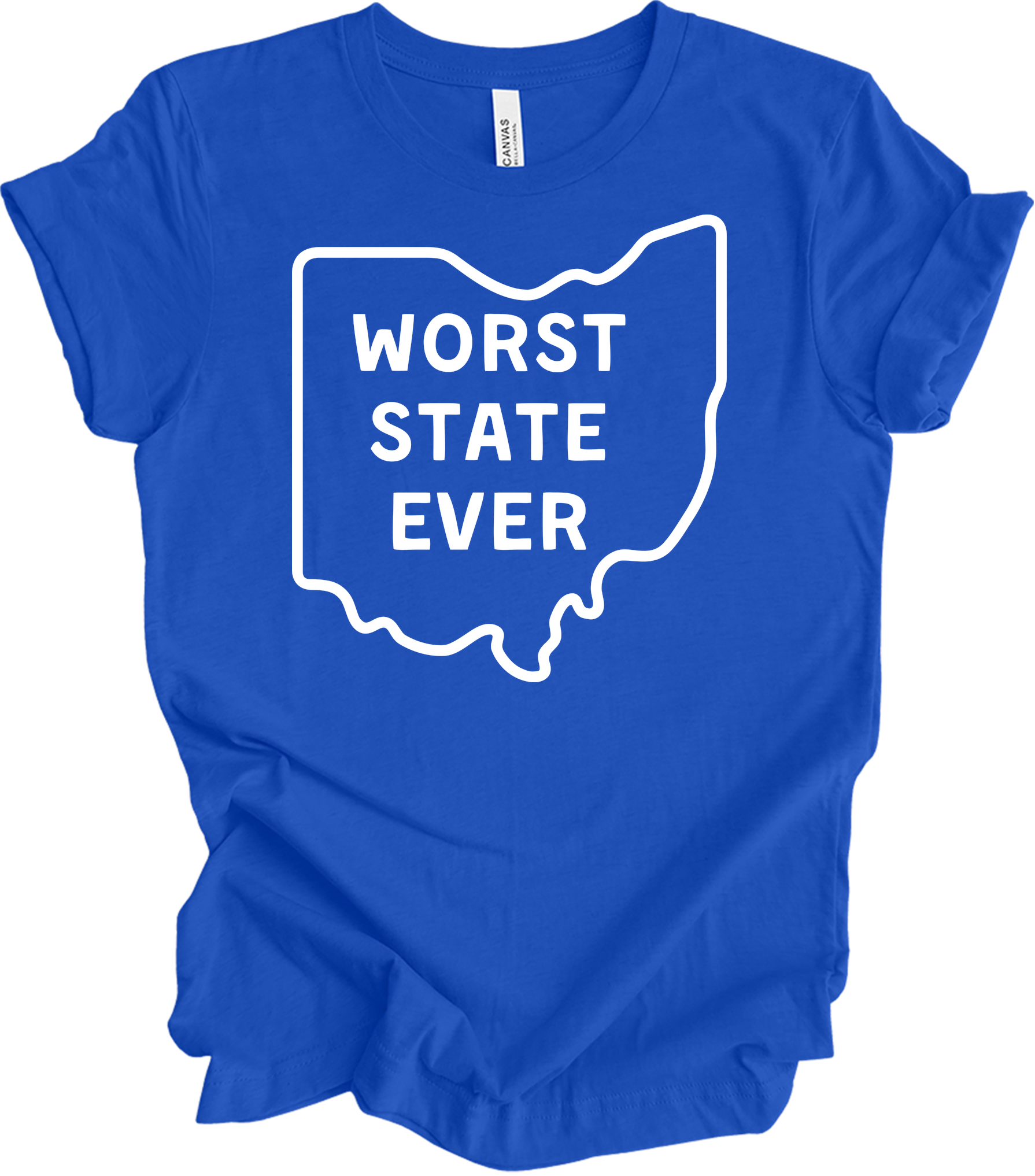 Worst State Ever Ohio - Funny State Rivalry T-Shirt in True Royal