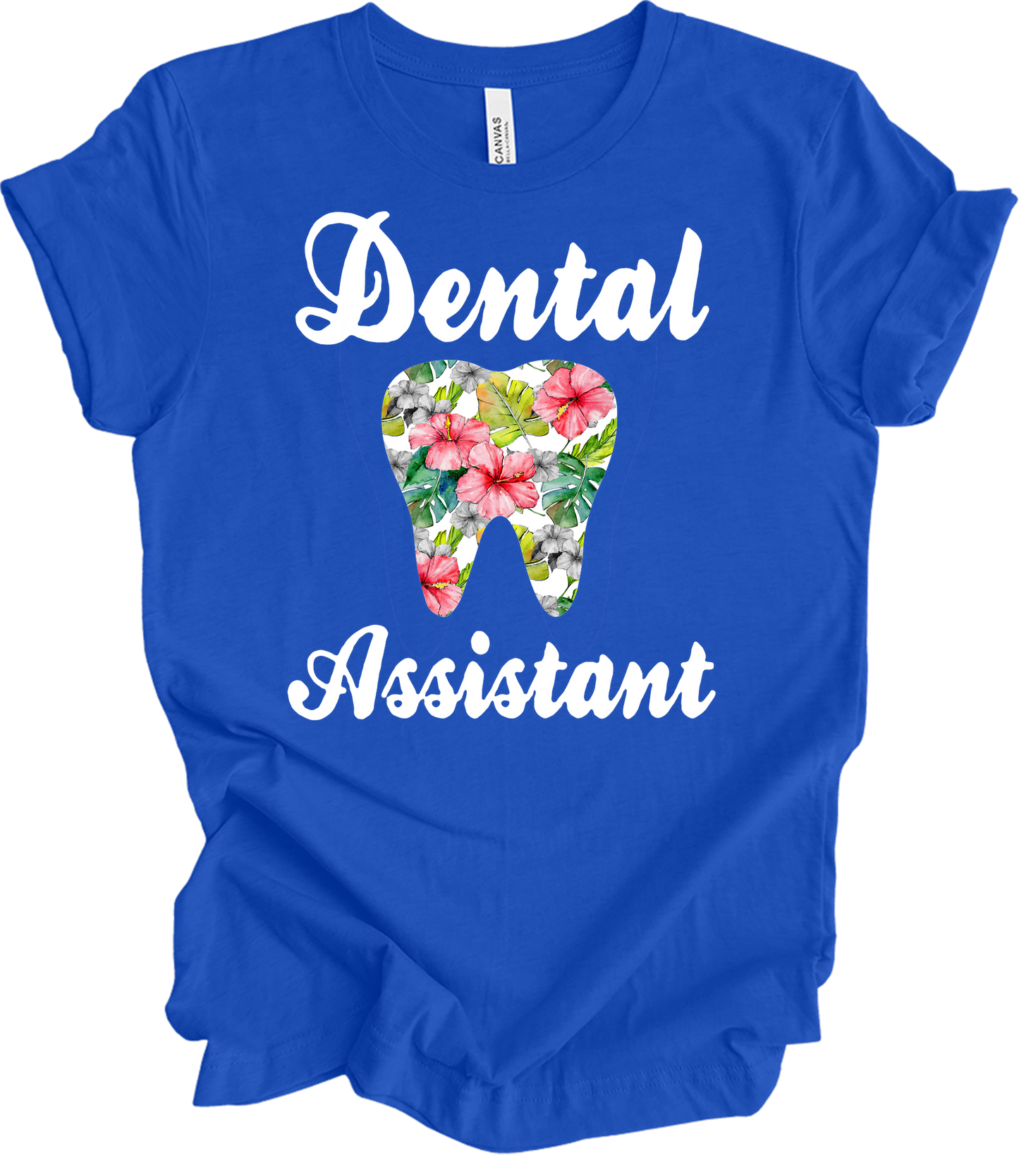 Dental Assistant Floral Tooth - Cute Dental Squad Gift T-Shirt in True Royal