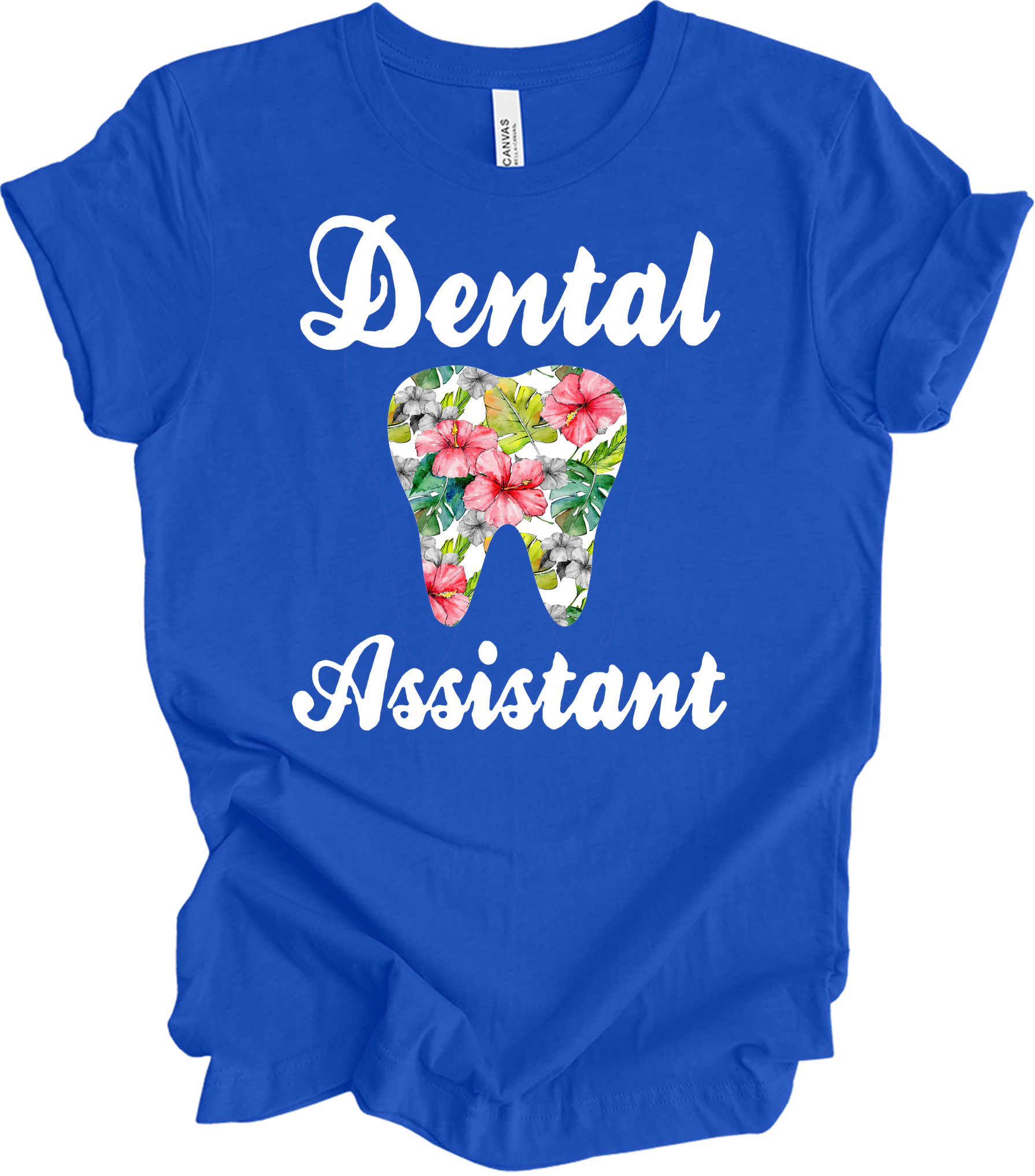 Dental Assistant Floral Tooth - Cute Dental Squad Gift T-Shirt in True Royal