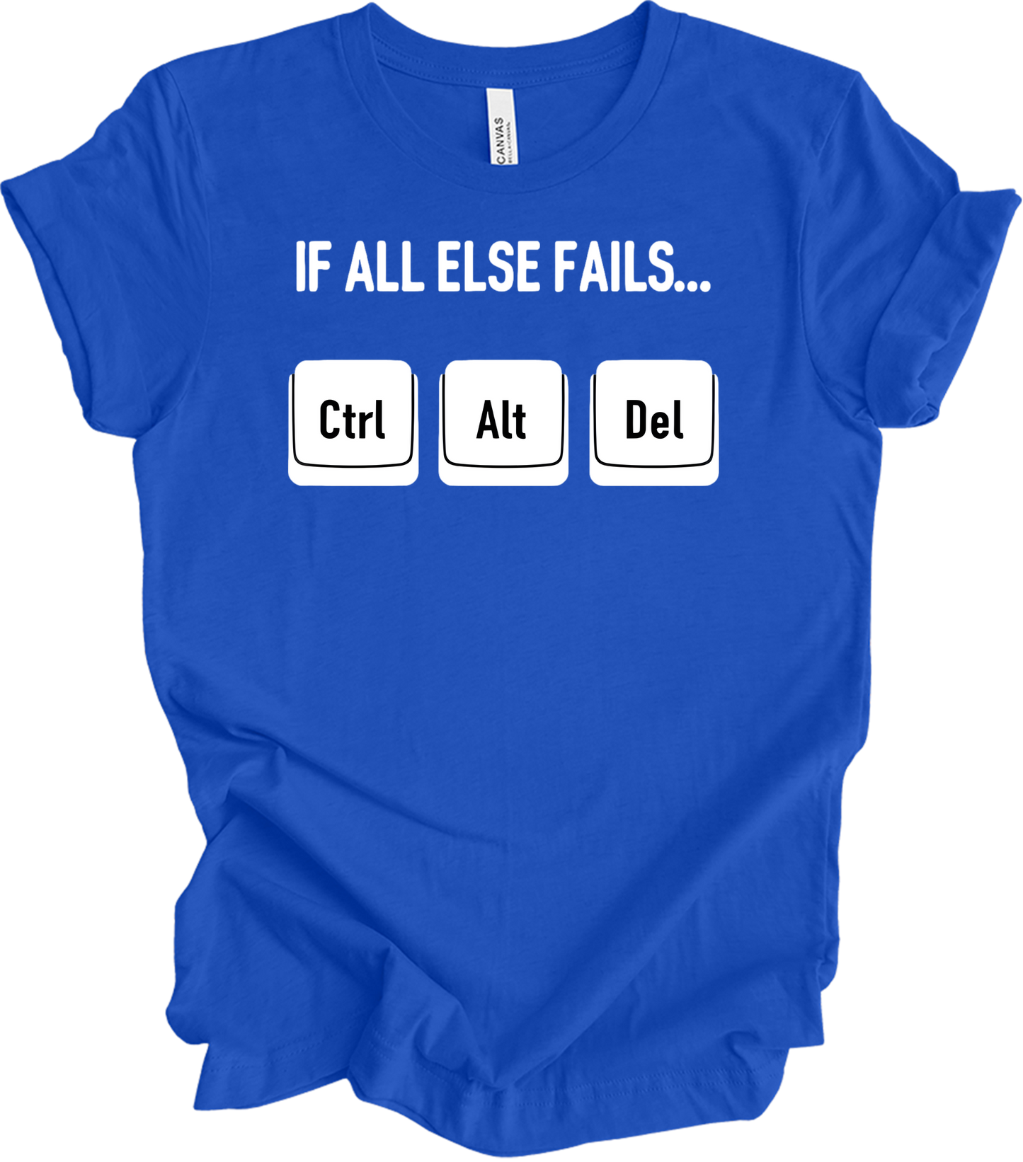 Ctrl Alt Del Funny Tech T-Shirt in True Royal