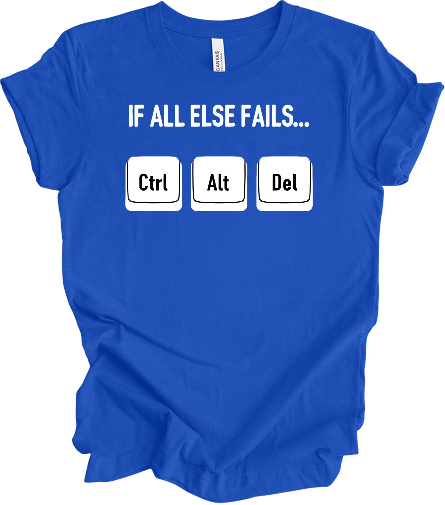 Ctrl Alt Del Funny Tech T-Shirt in True Royal