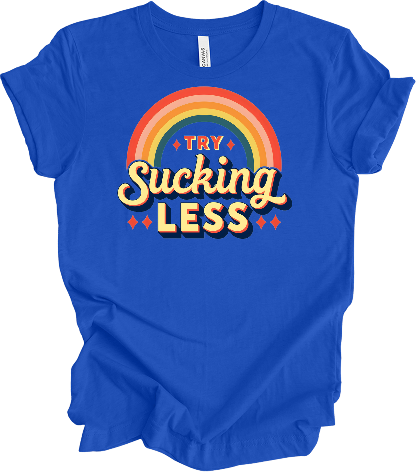 Try Sucking Less Retro T-Shirt in True Royal