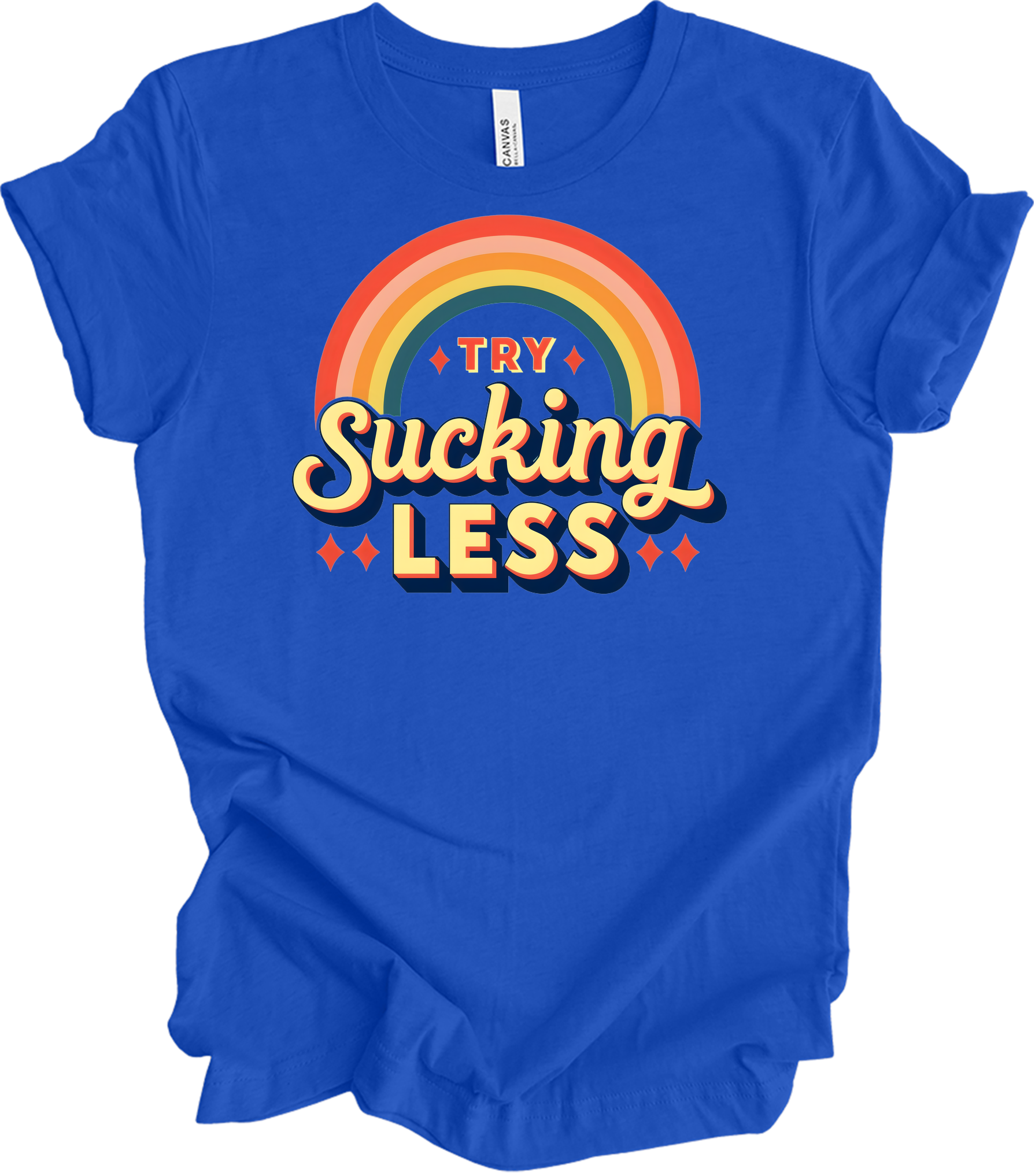 Try Sucking Less Retro T-Shirt in True Royal