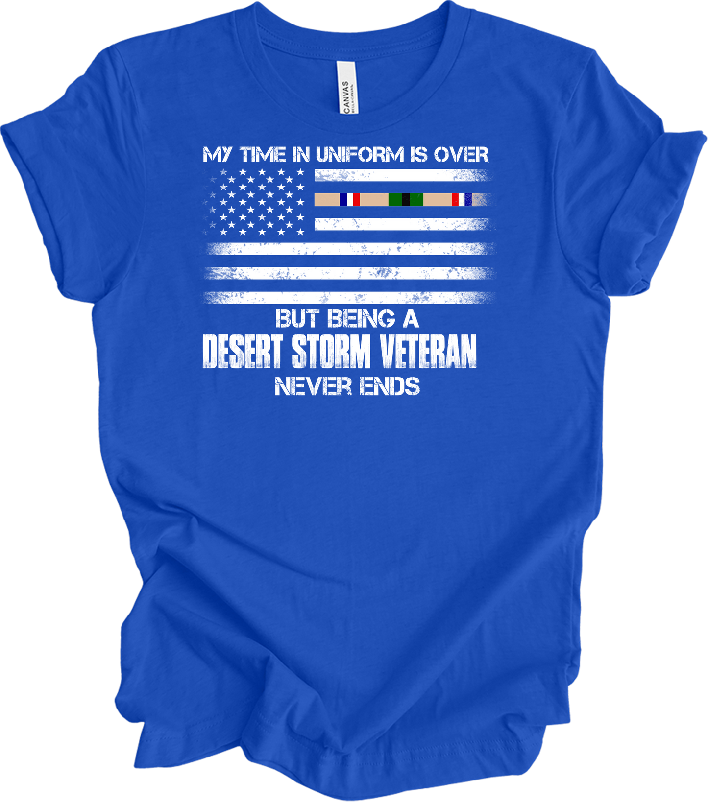 Desert Storm Veteran Gulf War Ribbon T-Shirt in True Royal