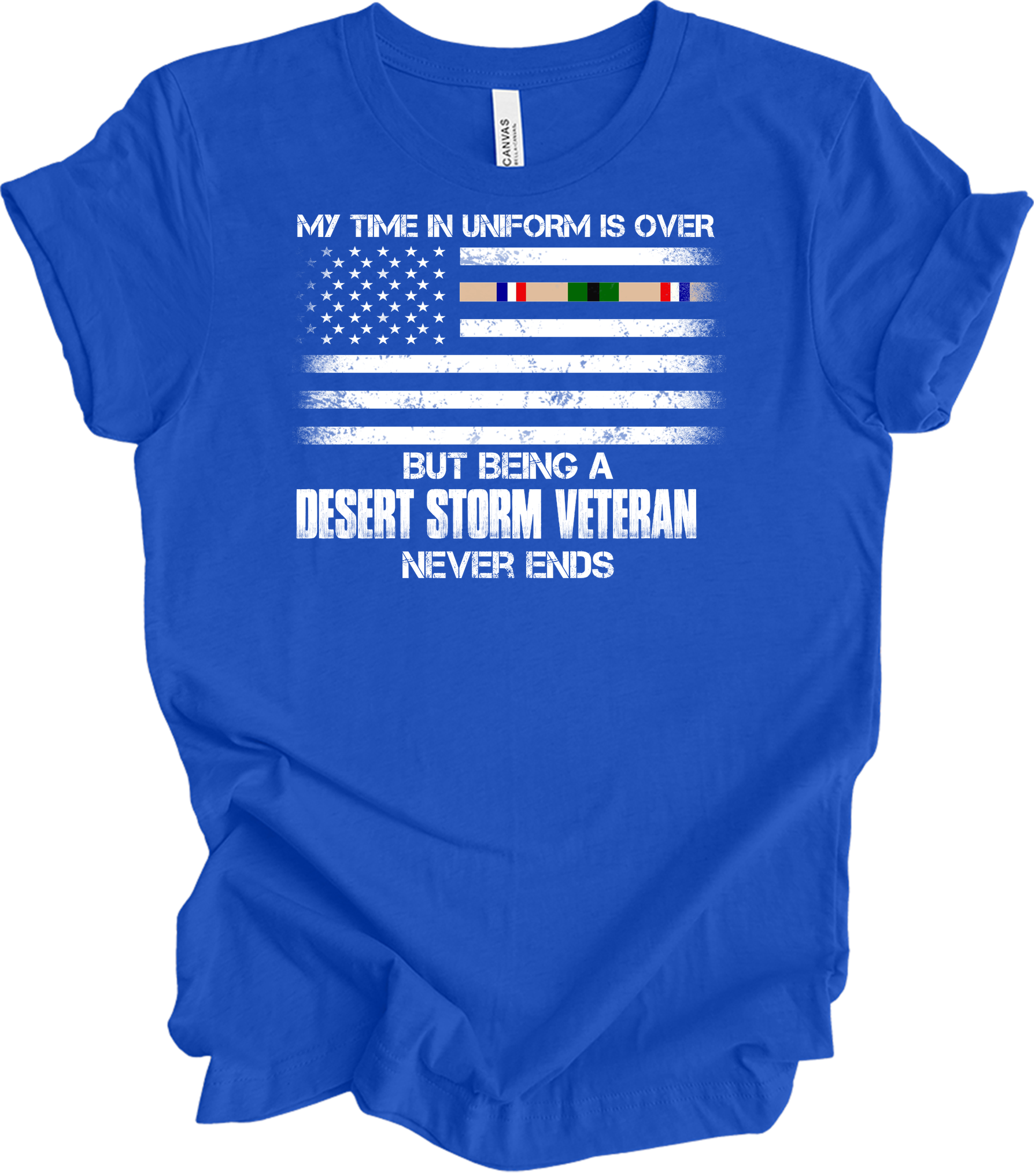 Desert Storm Veteran Gulf War Ribbon T-Shirt in True Royal