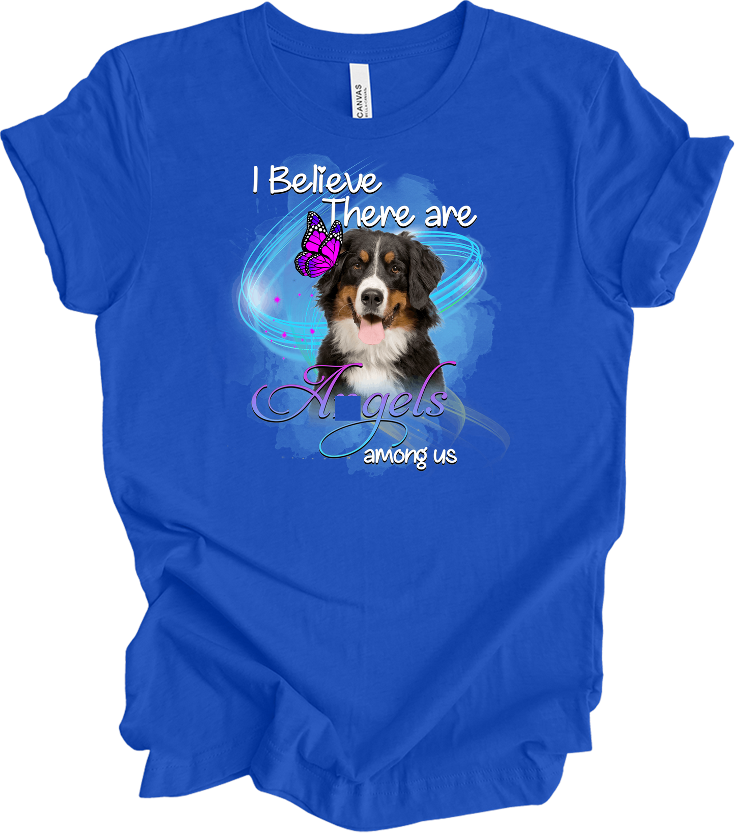 Bernese Mountain Dog Angel Among Us T-Shirt in True Royal