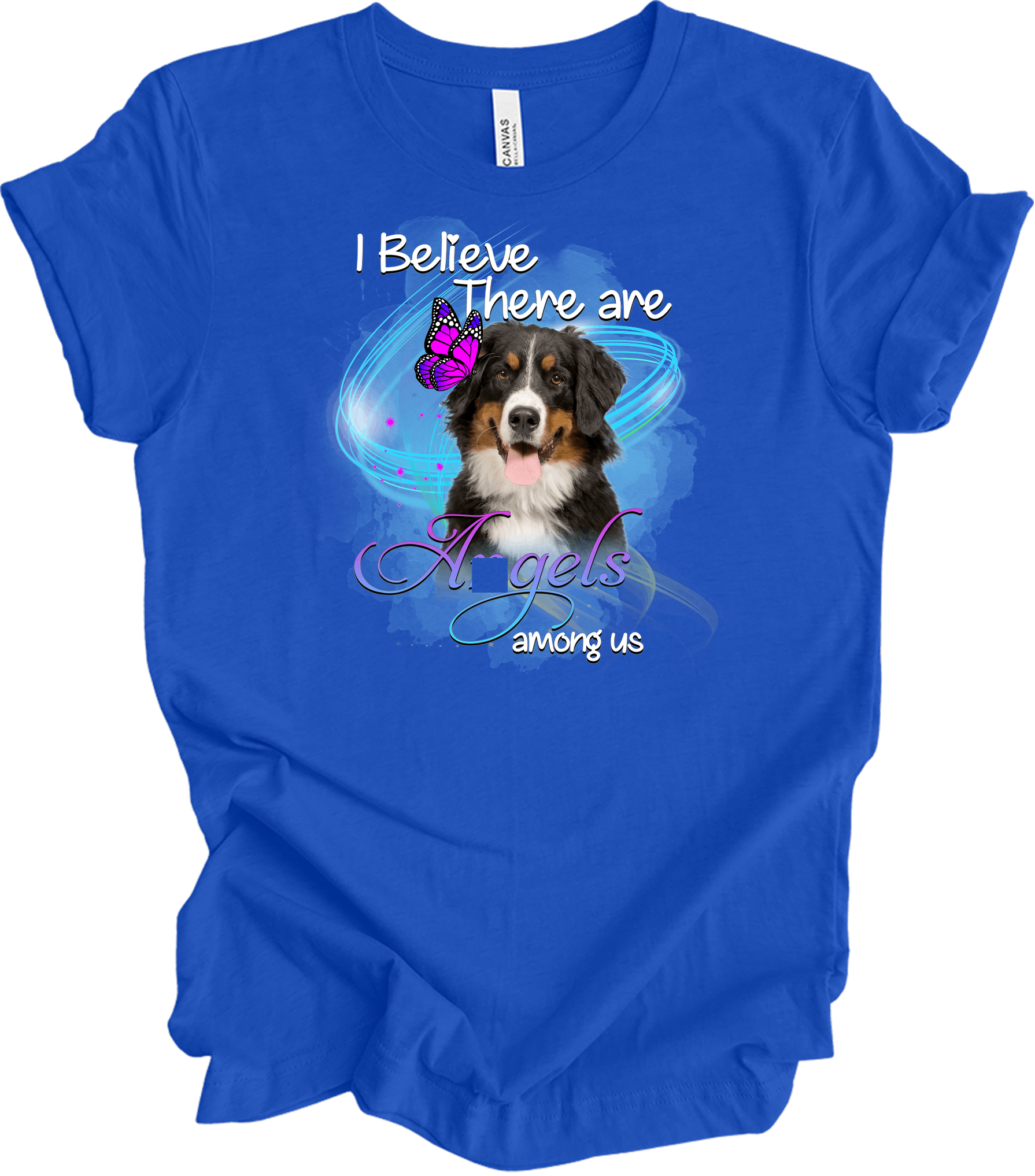 Bernese Mountain Dog Angel Among Us T-Shirt in True Royal