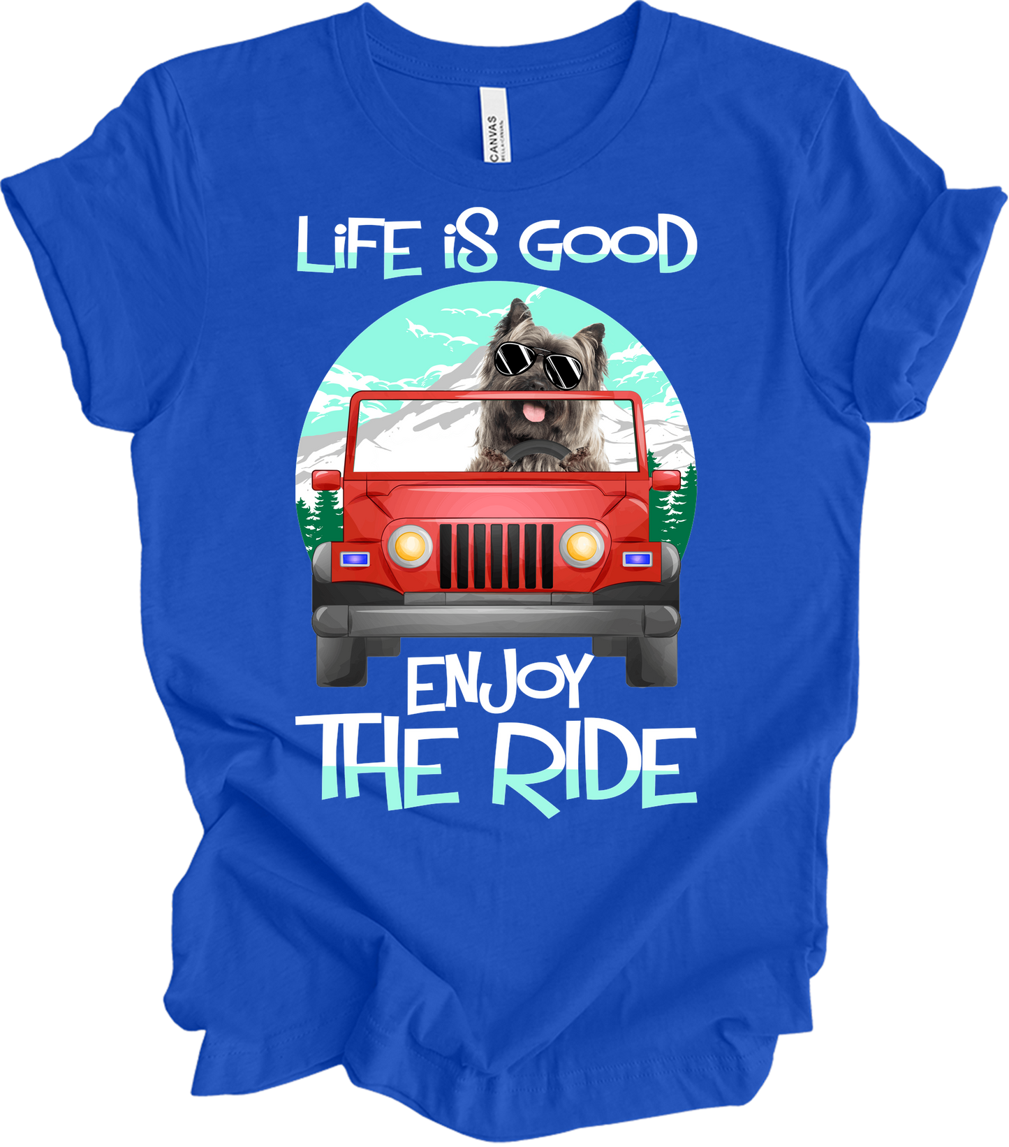 Life is Good Jeep Dog T-Shirt in True Royal