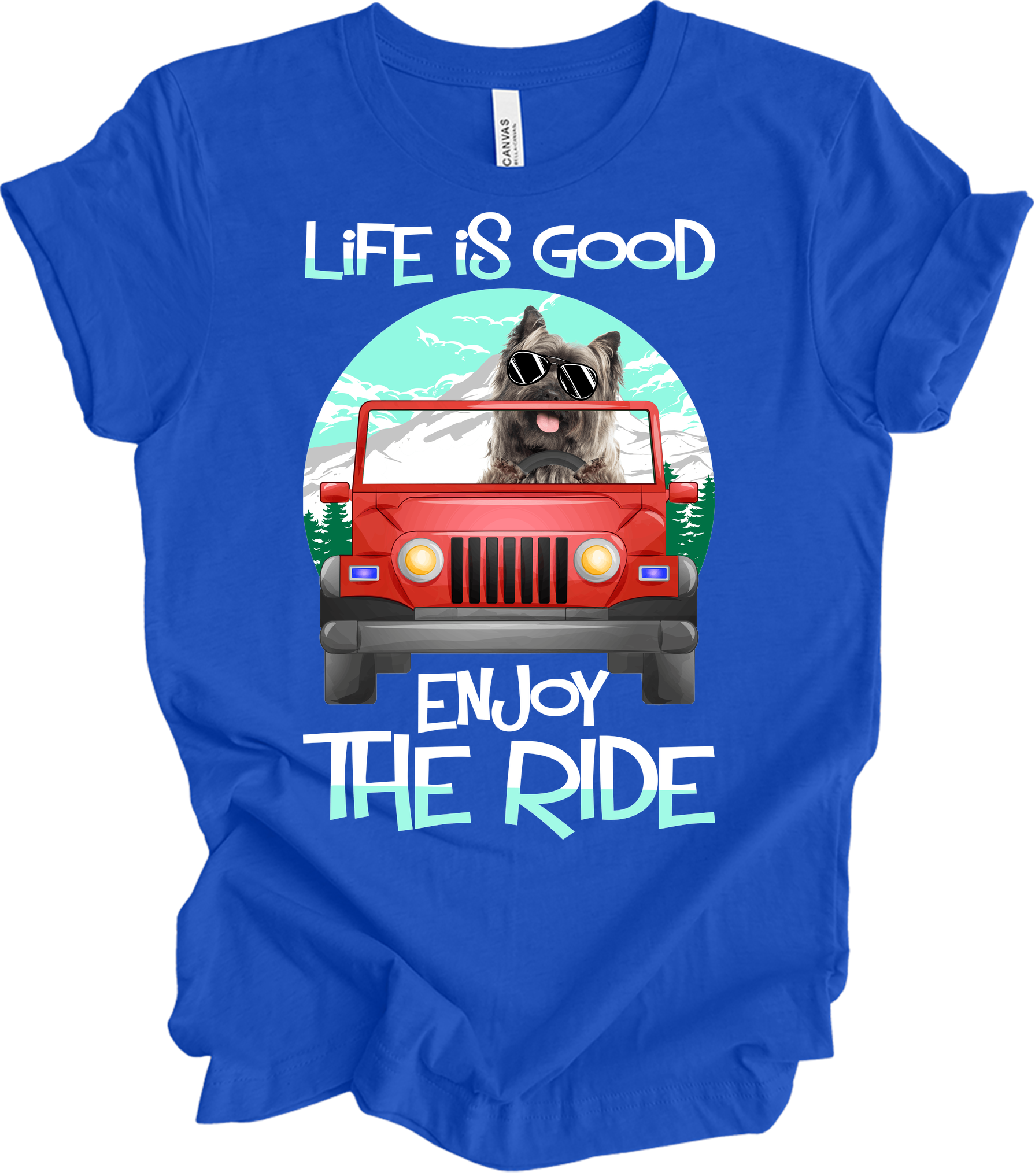 Life is Good Jeep Dog T-Shirt in True Royal