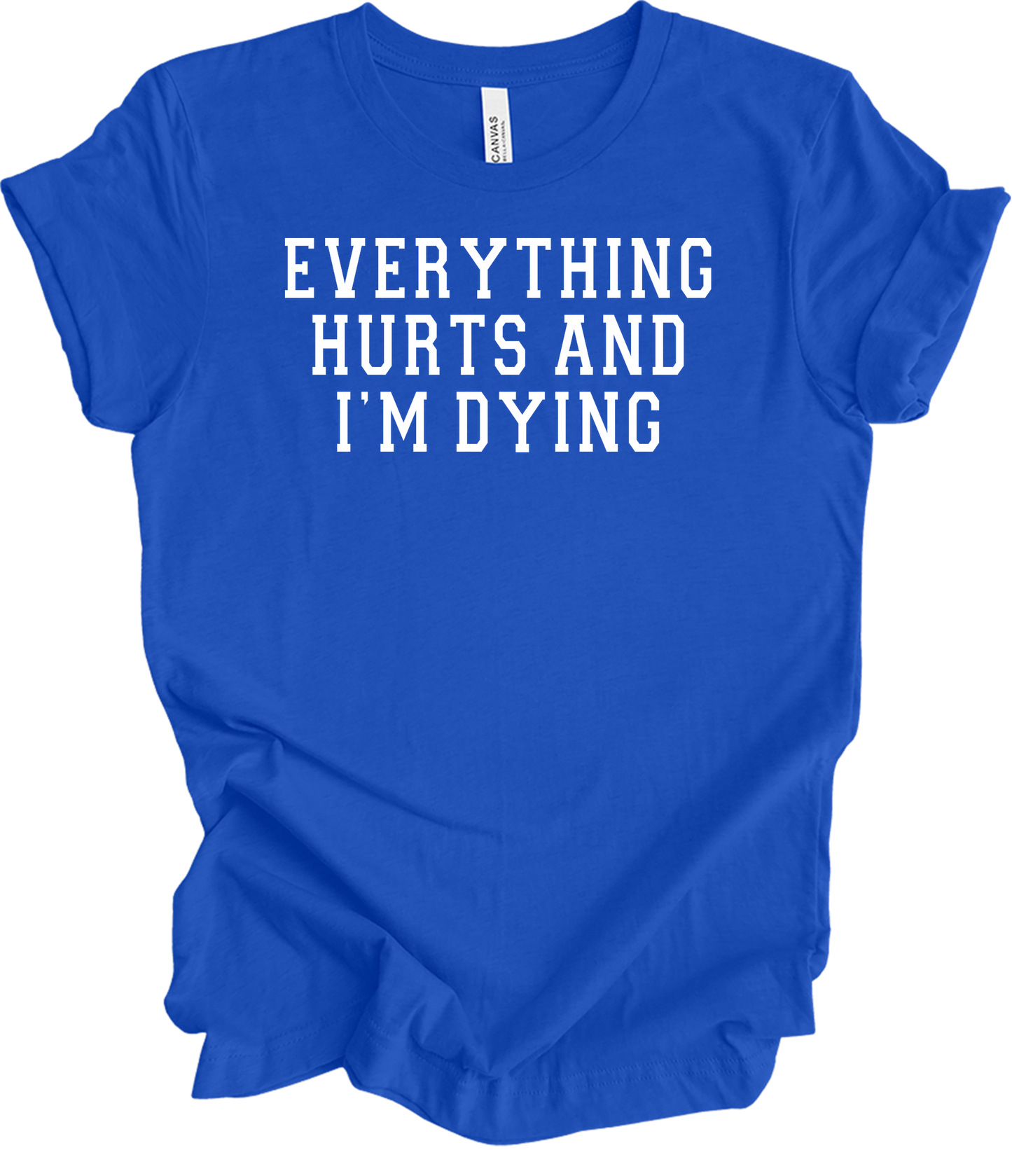 Everything Hurts I'm Dying - Funny Gym Workou T-Shirt in True Royal