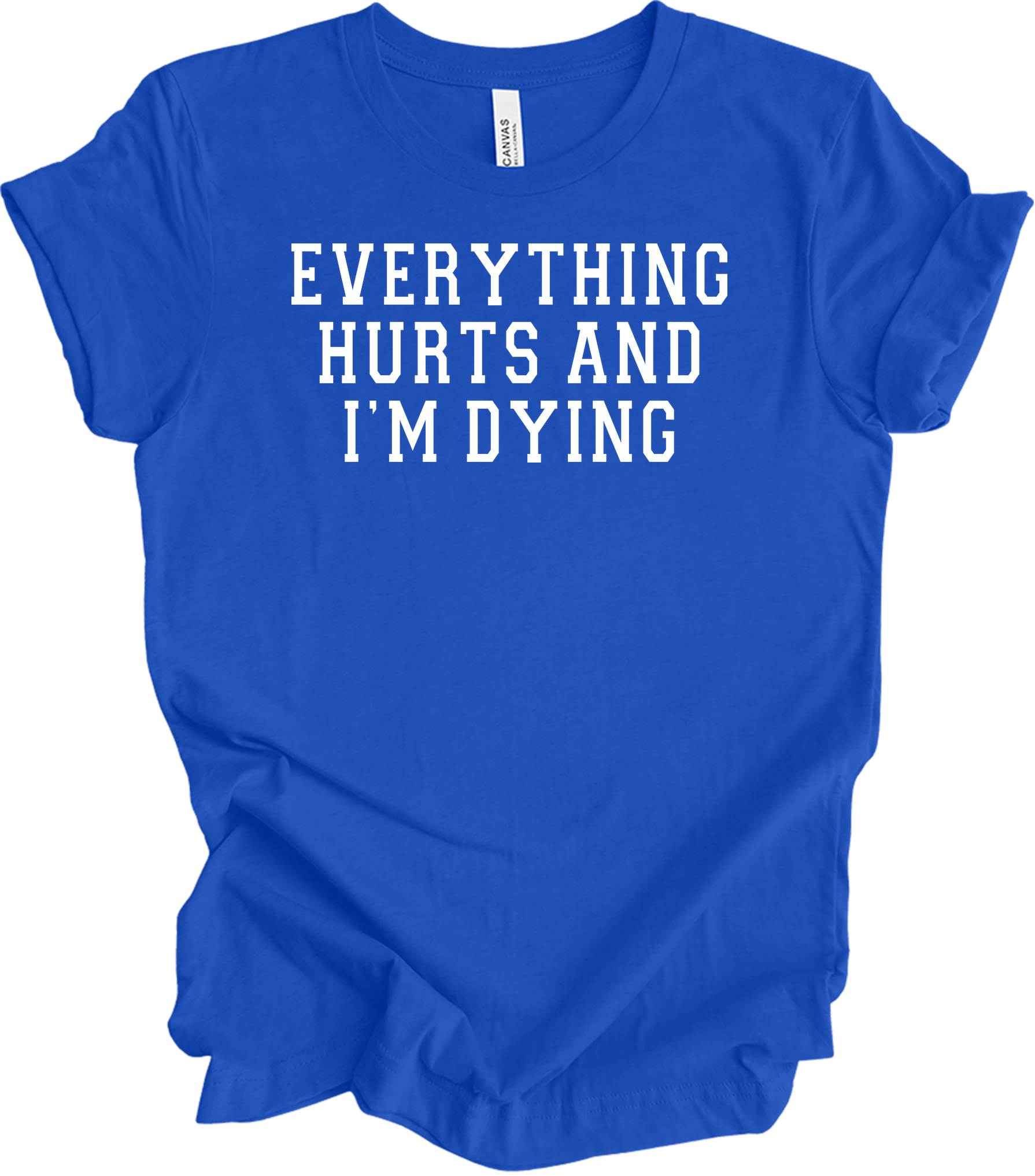 Everything Hurts I'm Dying - Funny Gym Workou T-Shirt in True Royal