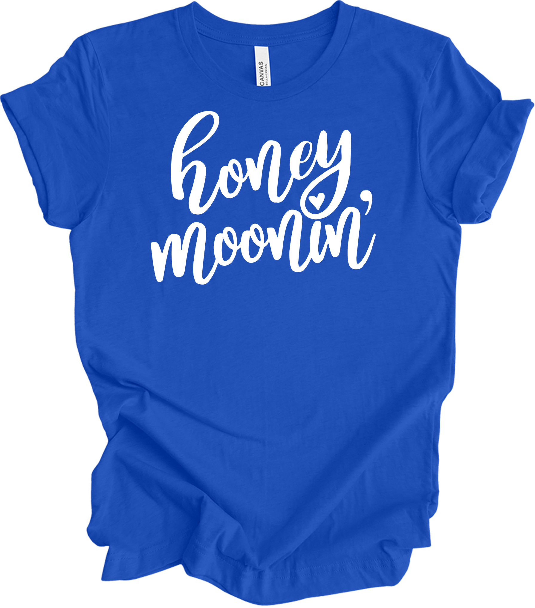 Honeymoonin' - Just Married Newlywed Honeymoon Vacation T-Shirt in True Royal