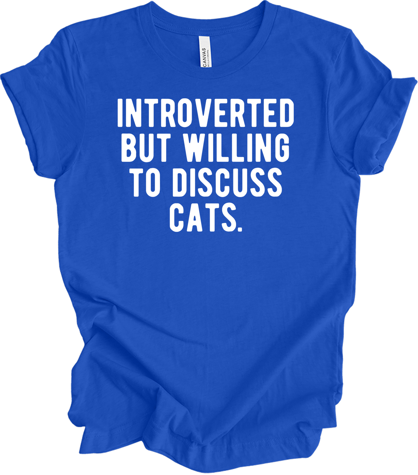 Introverted Discuss Cats T-Shirt in True Royal
