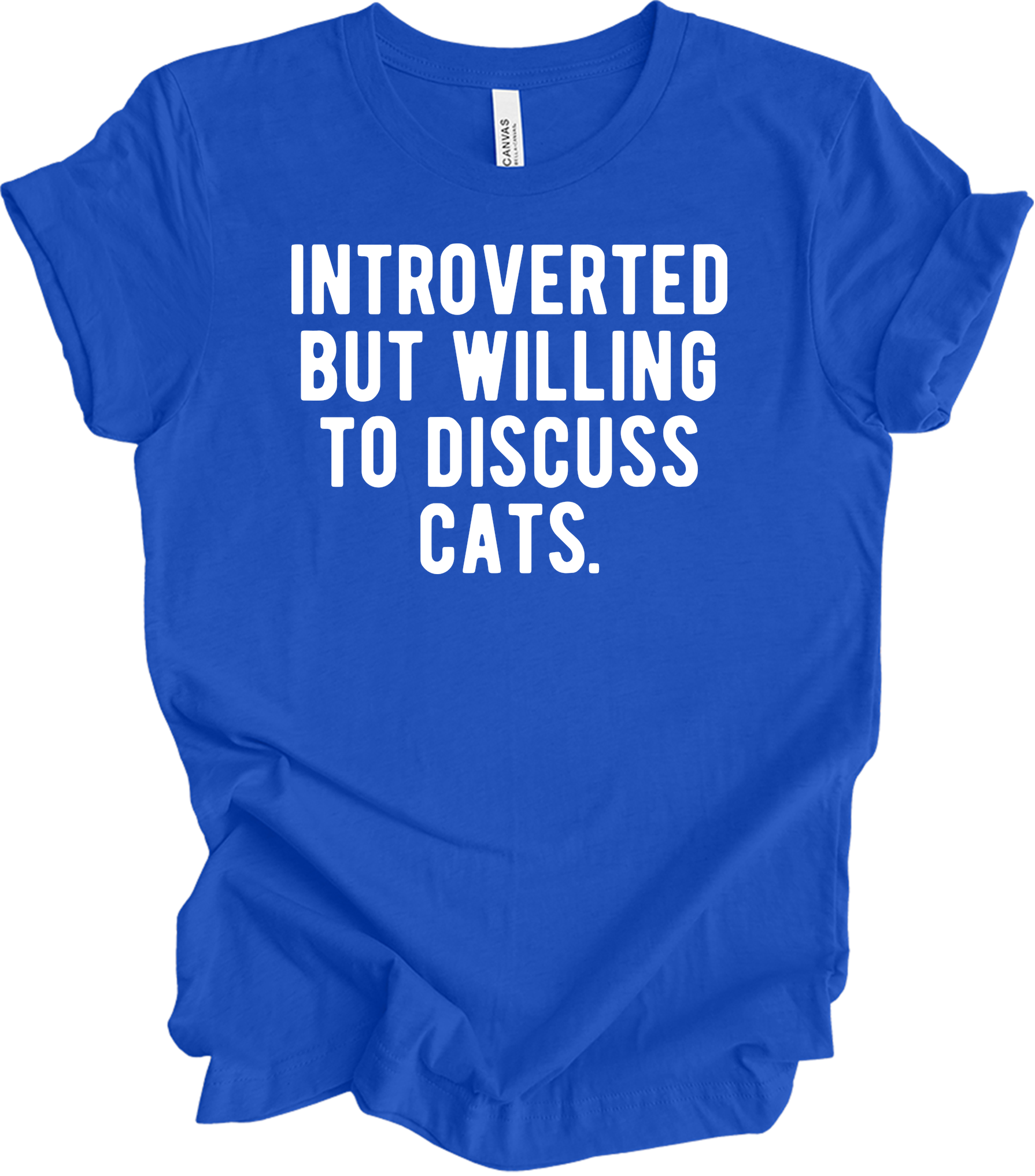 Introverted Discuss Cats T-Shirt in True Royal