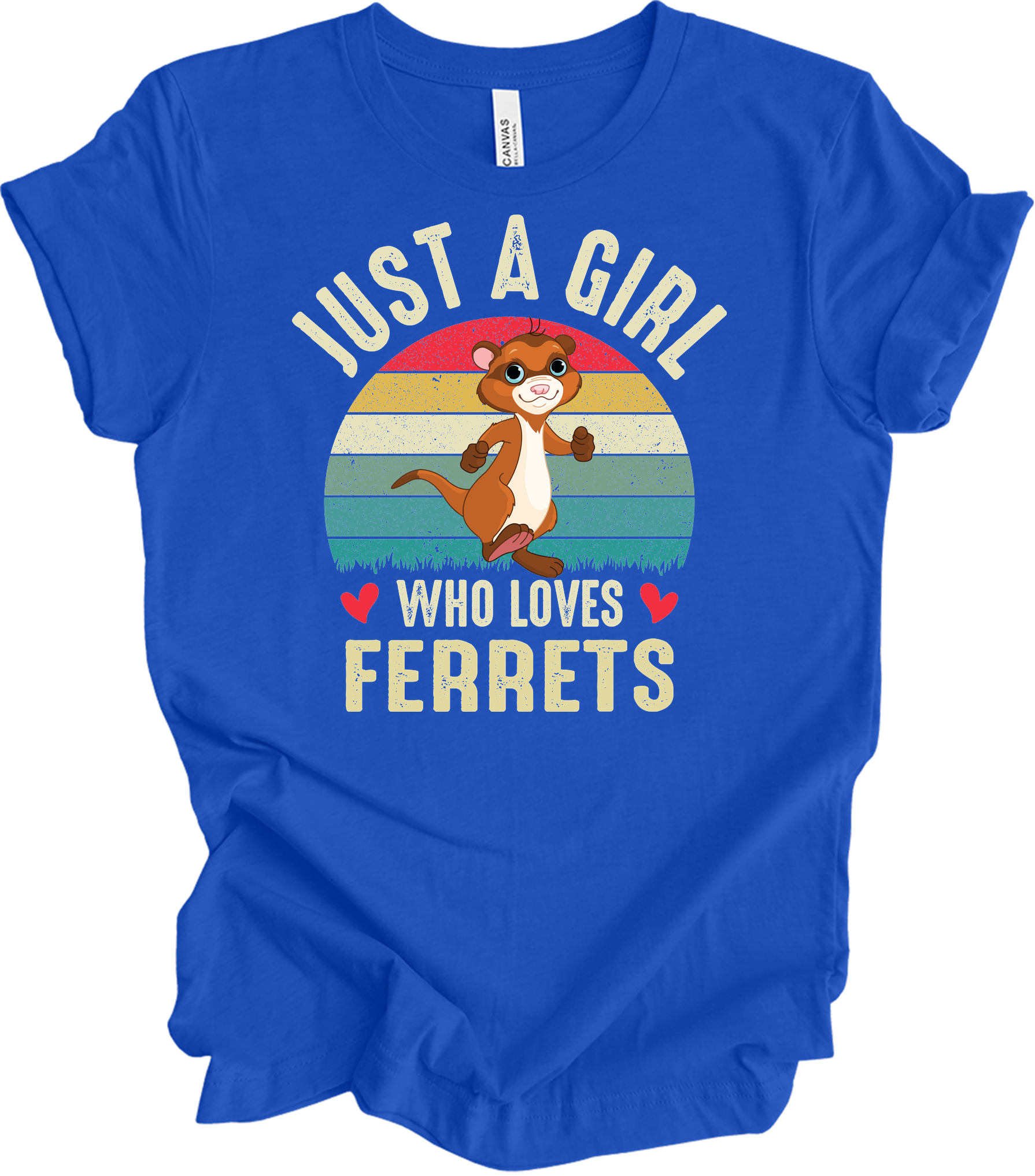 Just A Girl Who Loves Ferrets T-Shirt in True Royal
