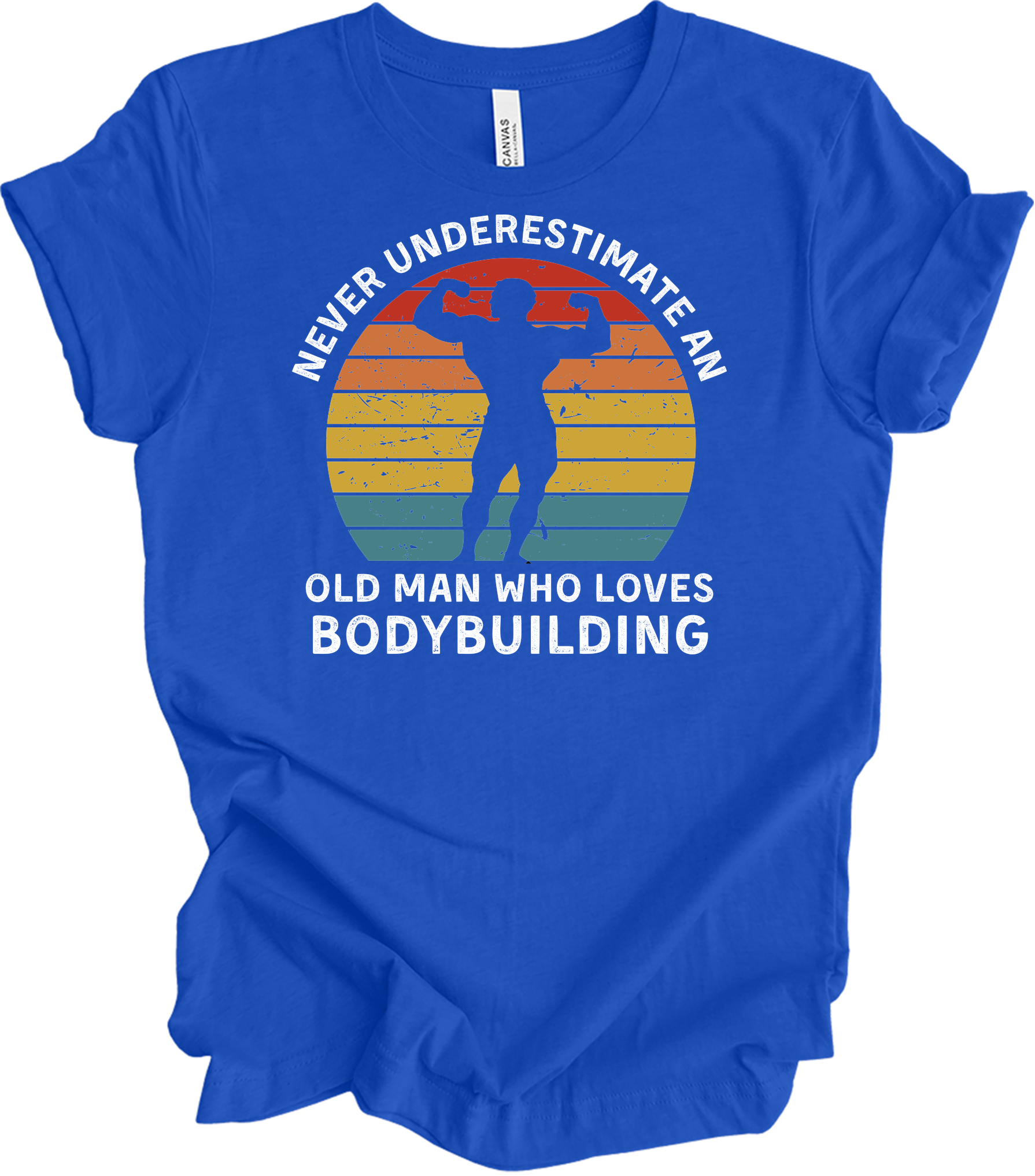 Old Man Bodybuilding - Fitness Gift T-Shirt in True Royal