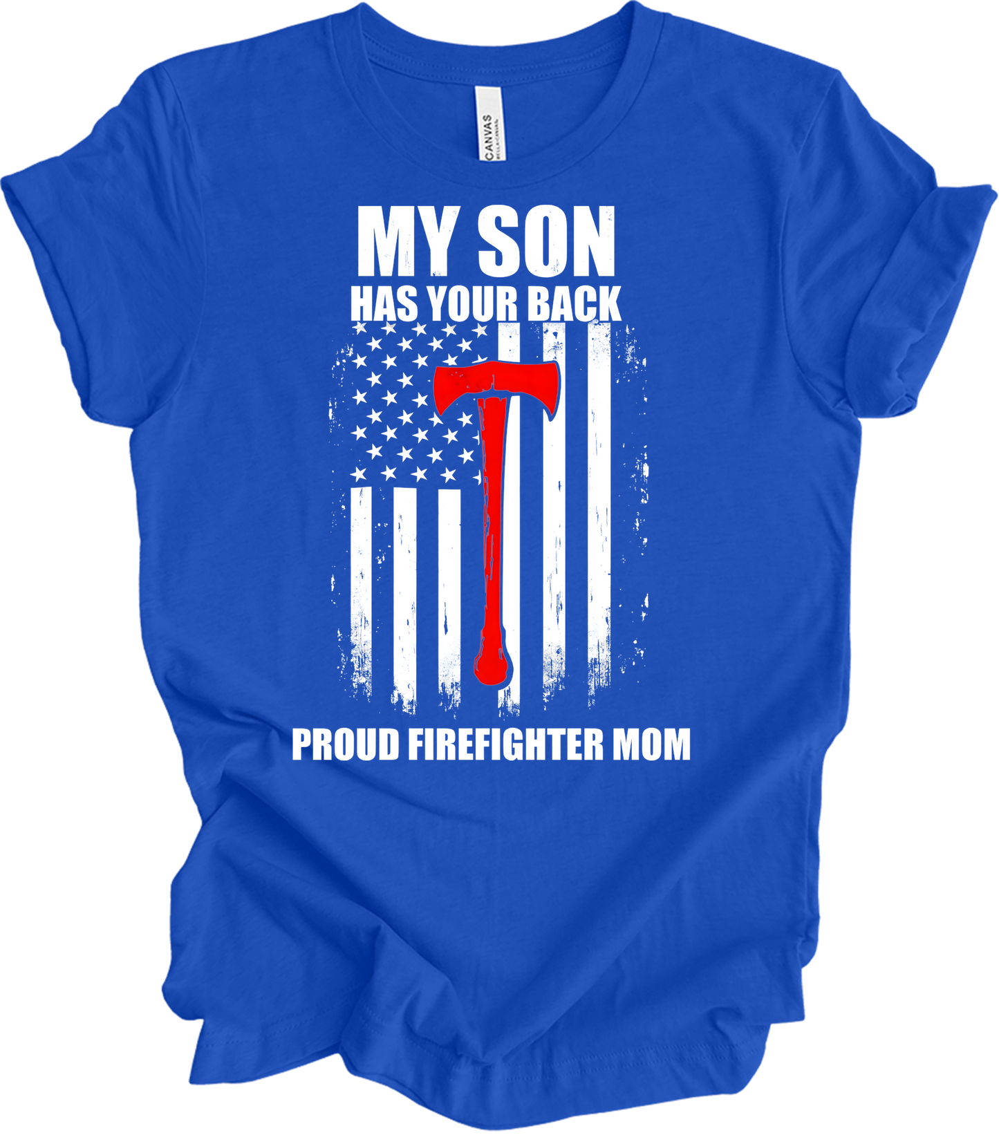 Firefighter Axe Flag for Moms T-Shirt in True Royal