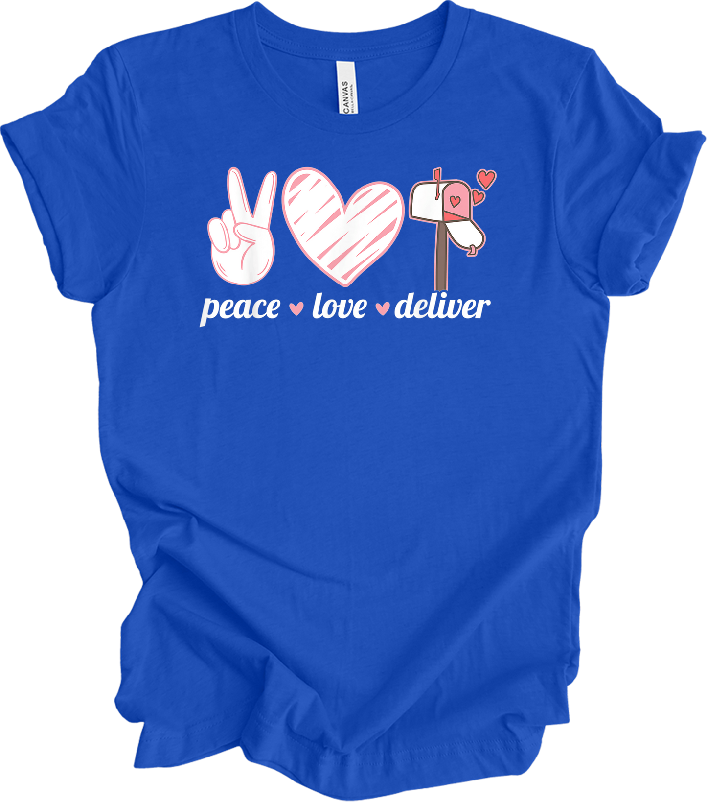 Peace Love Deliver T-Shirt in True Royal