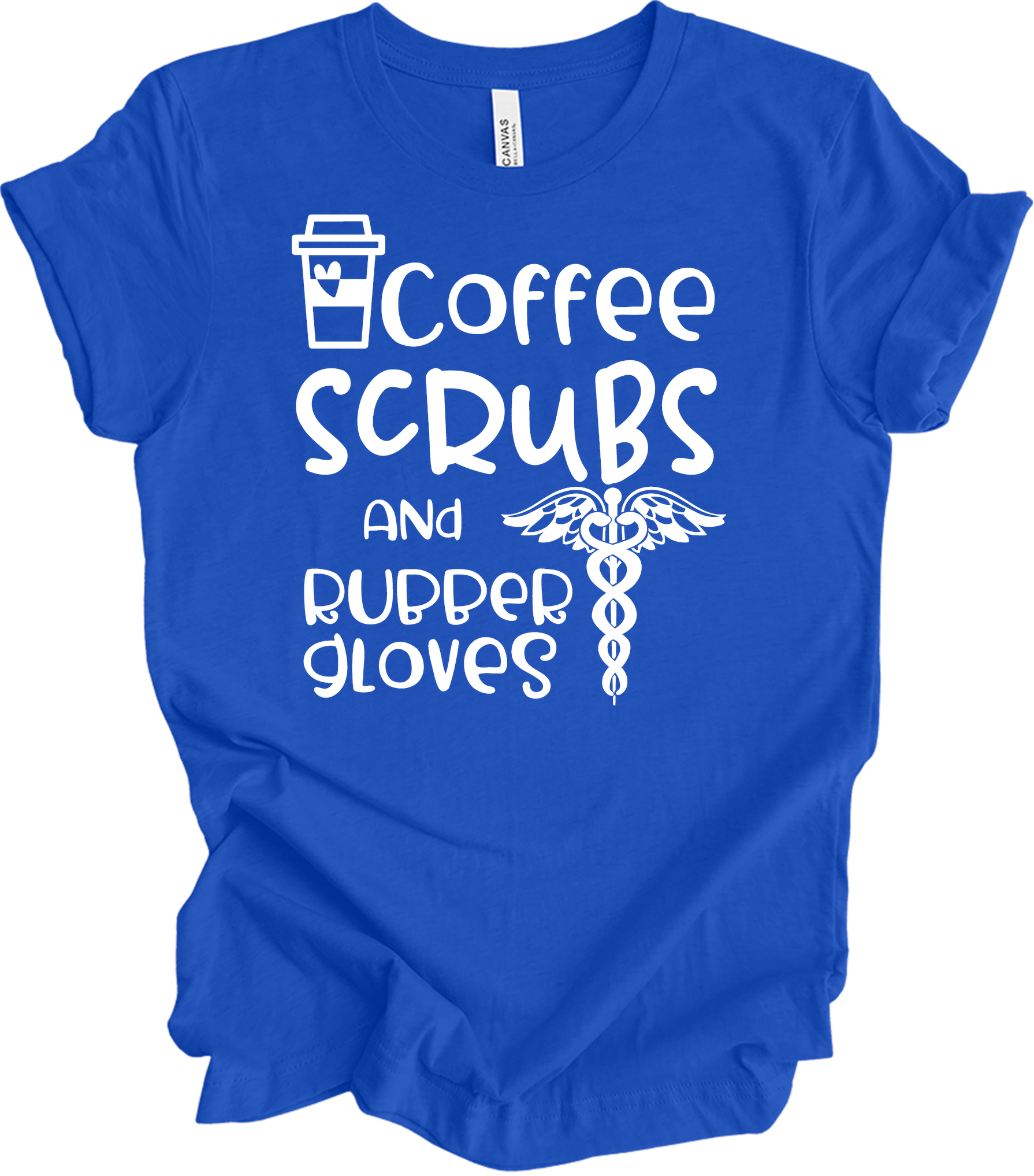 Coffee Scrubs Nurse T-Shirt in True Royal