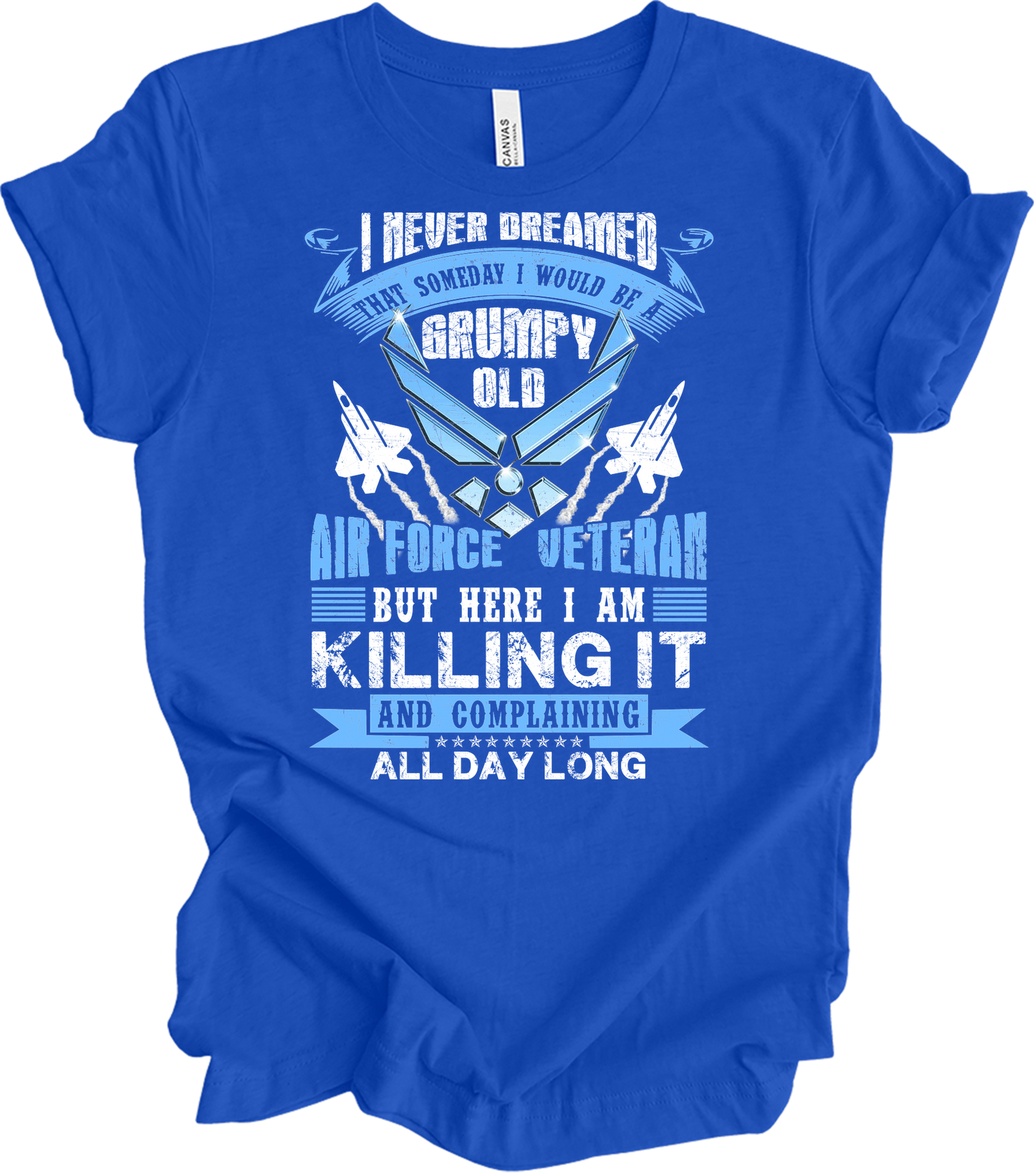 Grumpy Air Force Veteran T-Shirt in True Royal
