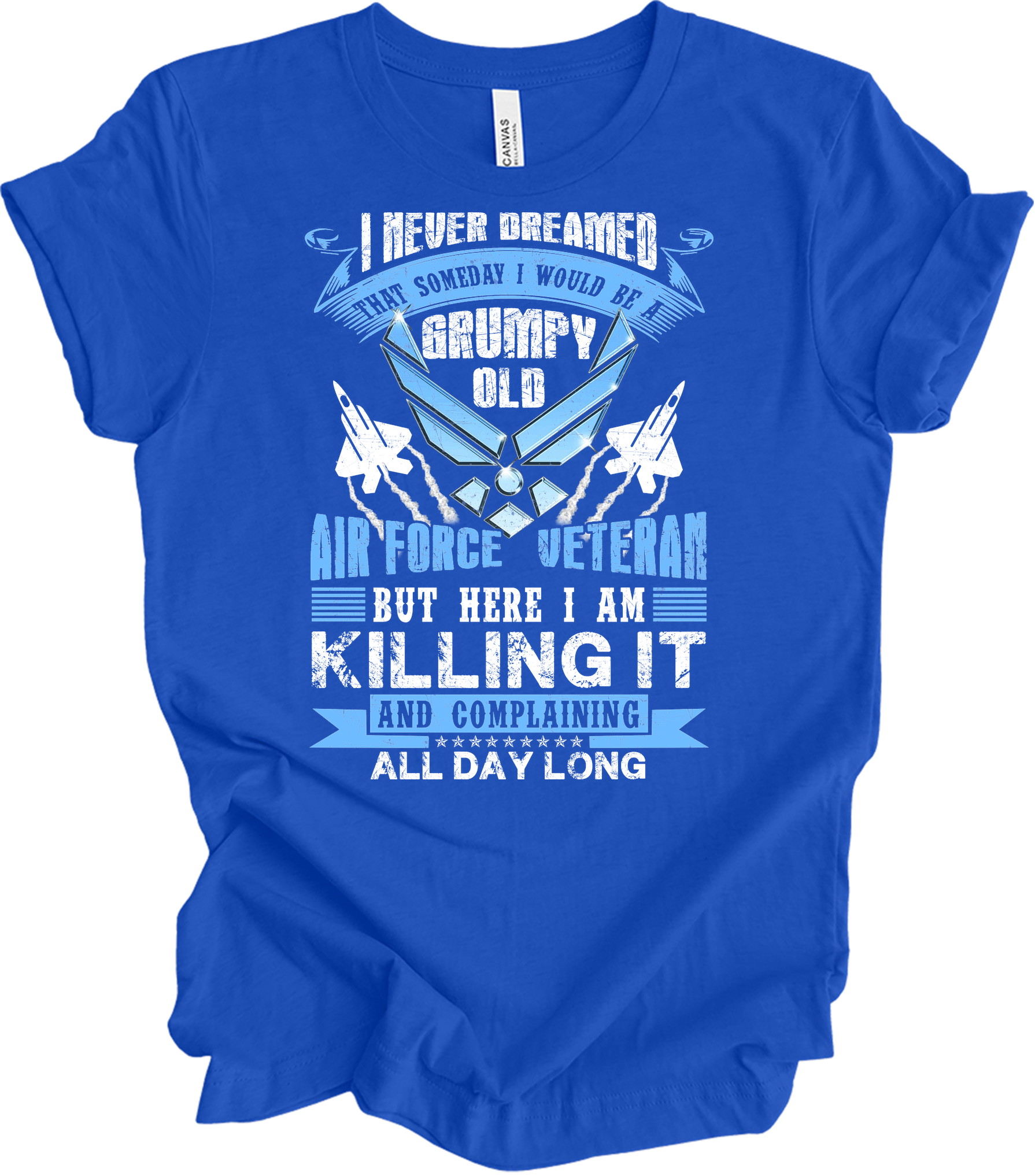 Grumpy Air Force Veteran T-Shirt in True Royal