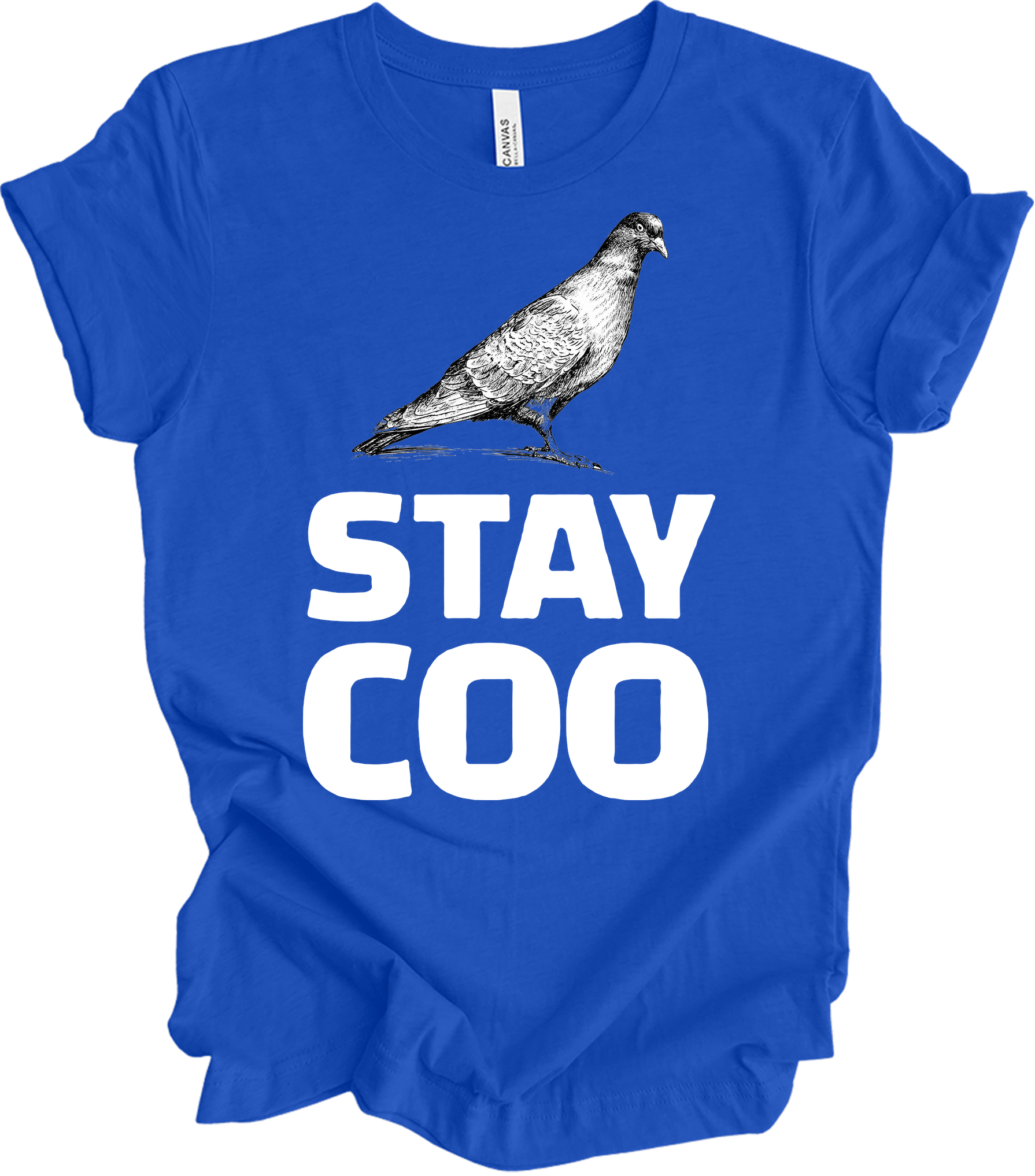 Stay Coo Pigeon - Vintage Style T-Shirt in True Royal
