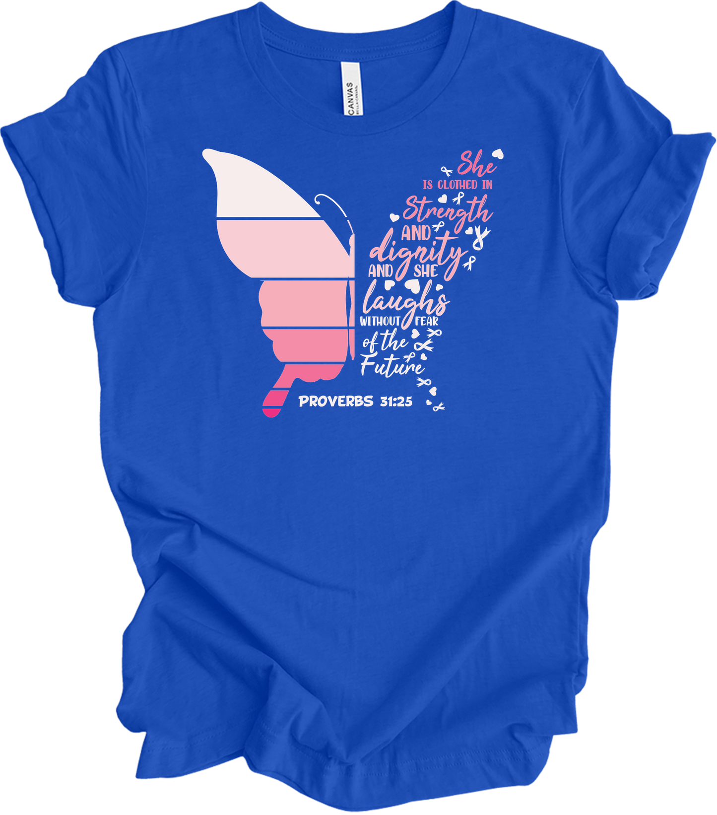 Butterfly Breast Cancer T-Shirt in True Royal