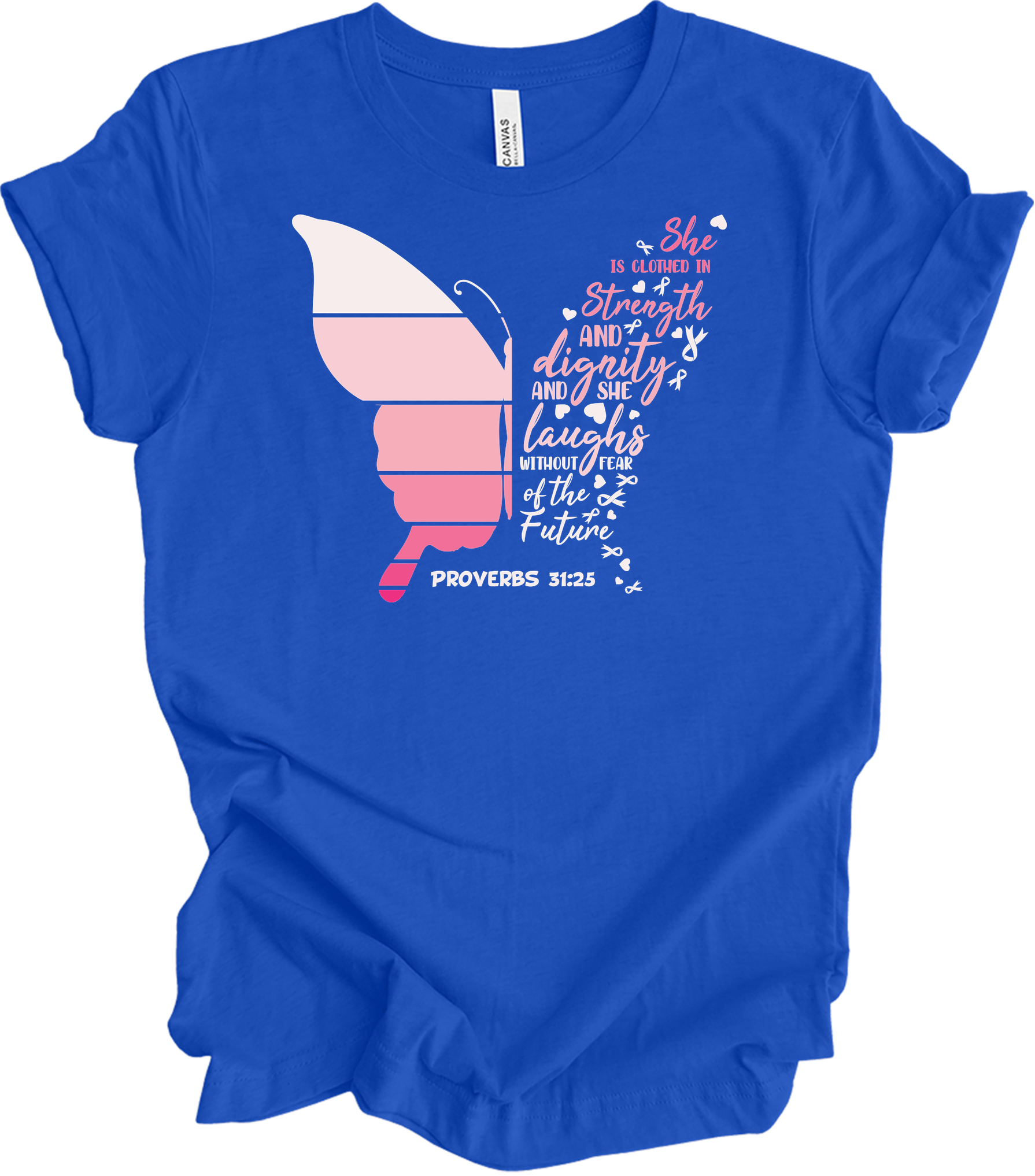 Butterfly Breast Cancer T-Shirt in True Royal