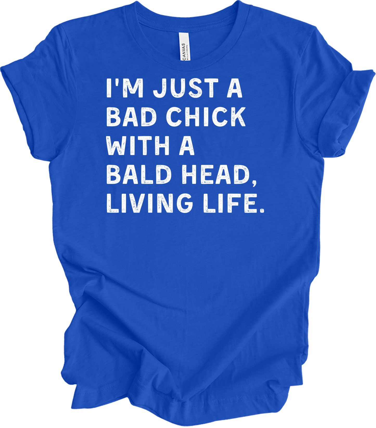Bad Chick Bald Head T-Shirt in True Royal