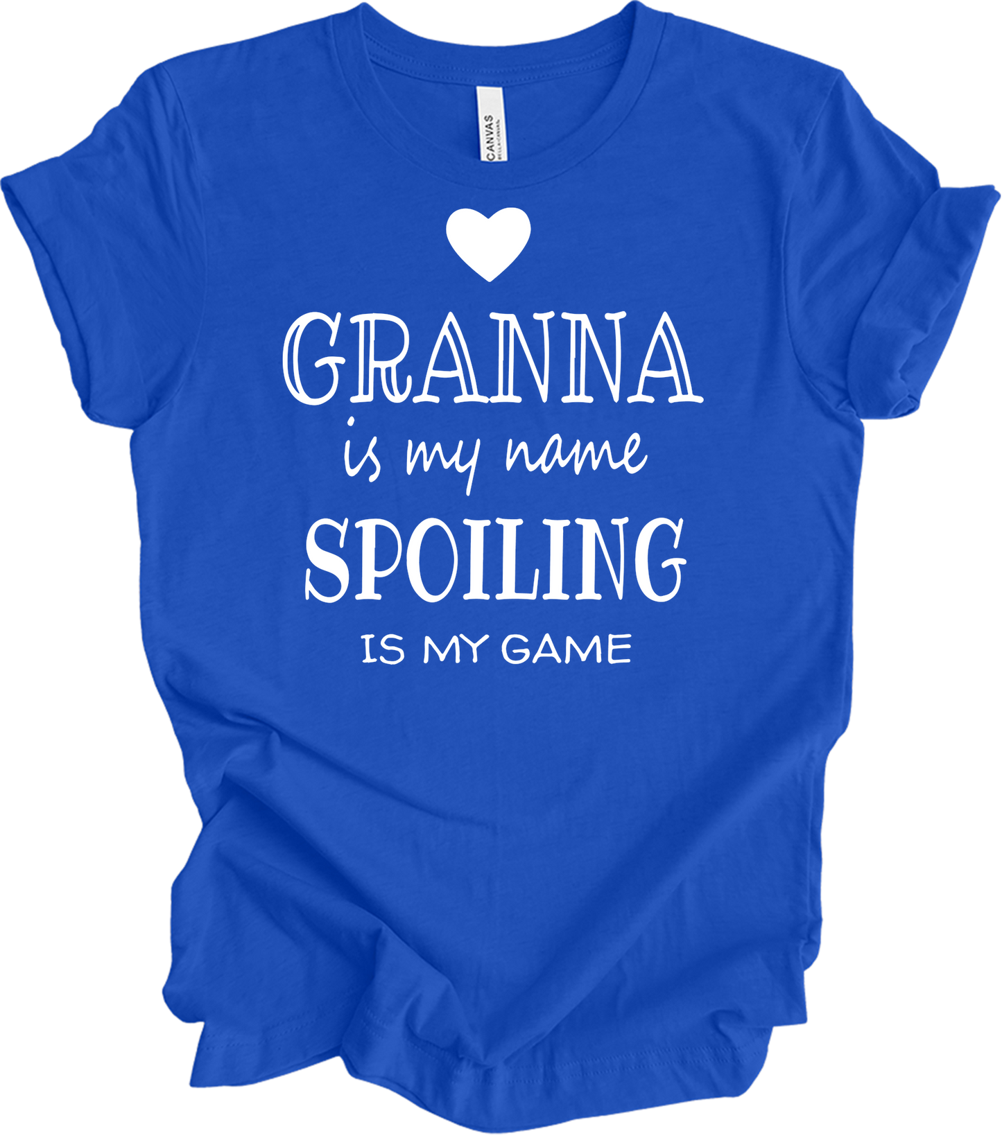 Grandma Is My Name Spoiling Is My Game T-Shirt in True Royal