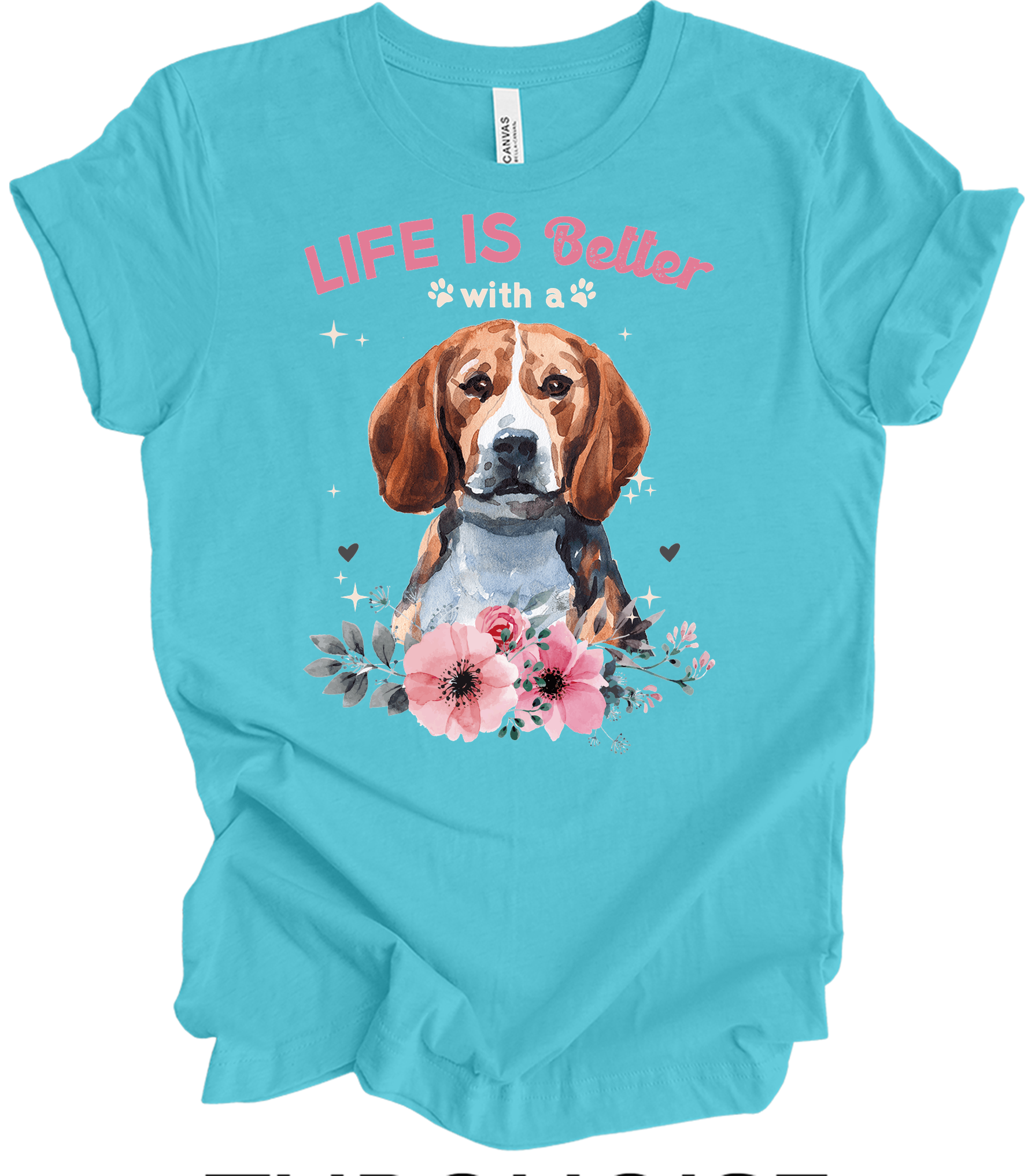 Life is Better with a Beagle T-Shirt in Turquoise