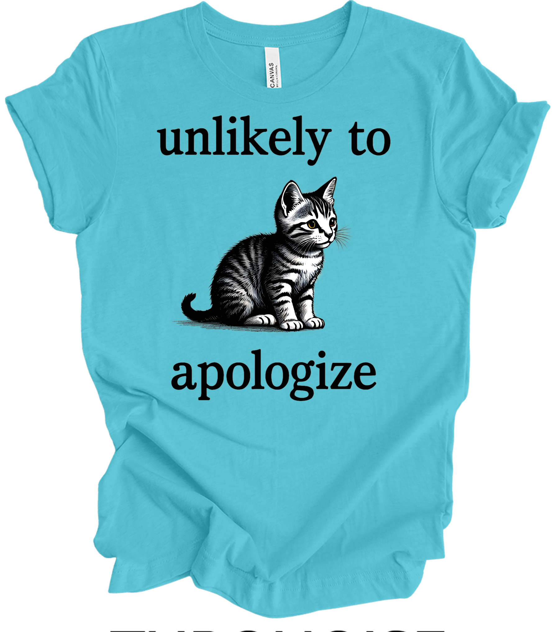 Cute Cat Lover's T-Shirt in Turquoise