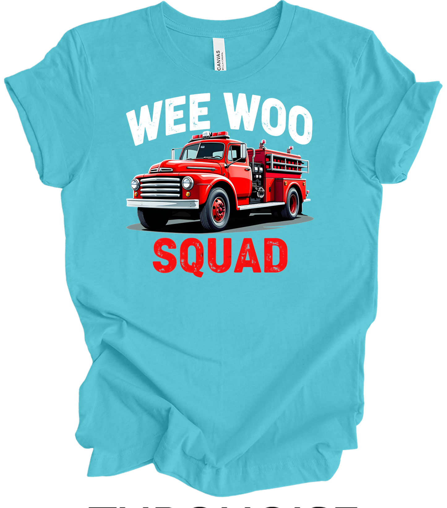 Wee Woo Squad Fire Truck T-Shirt in Turquoise