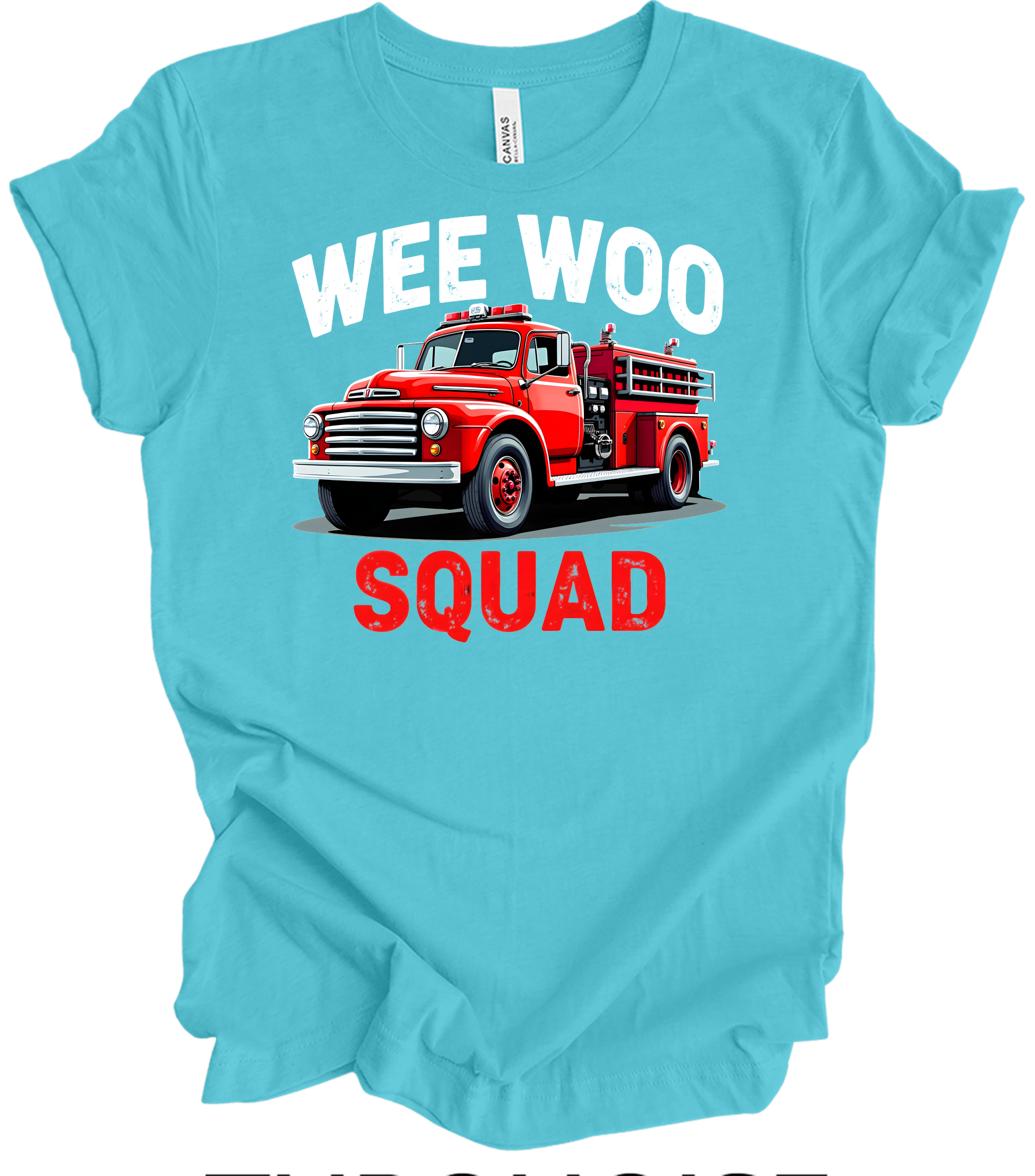 Wee Woo Squad Fire Truck T-Shirt in Turquoise