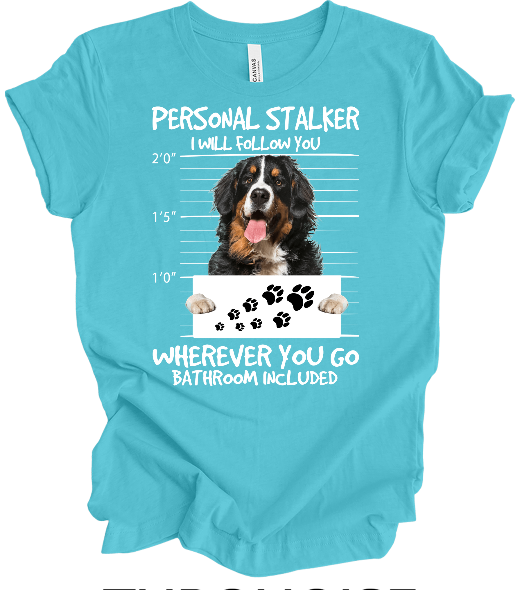 Bernese Dog Stalker Unisex T-Shirt in Turquoise