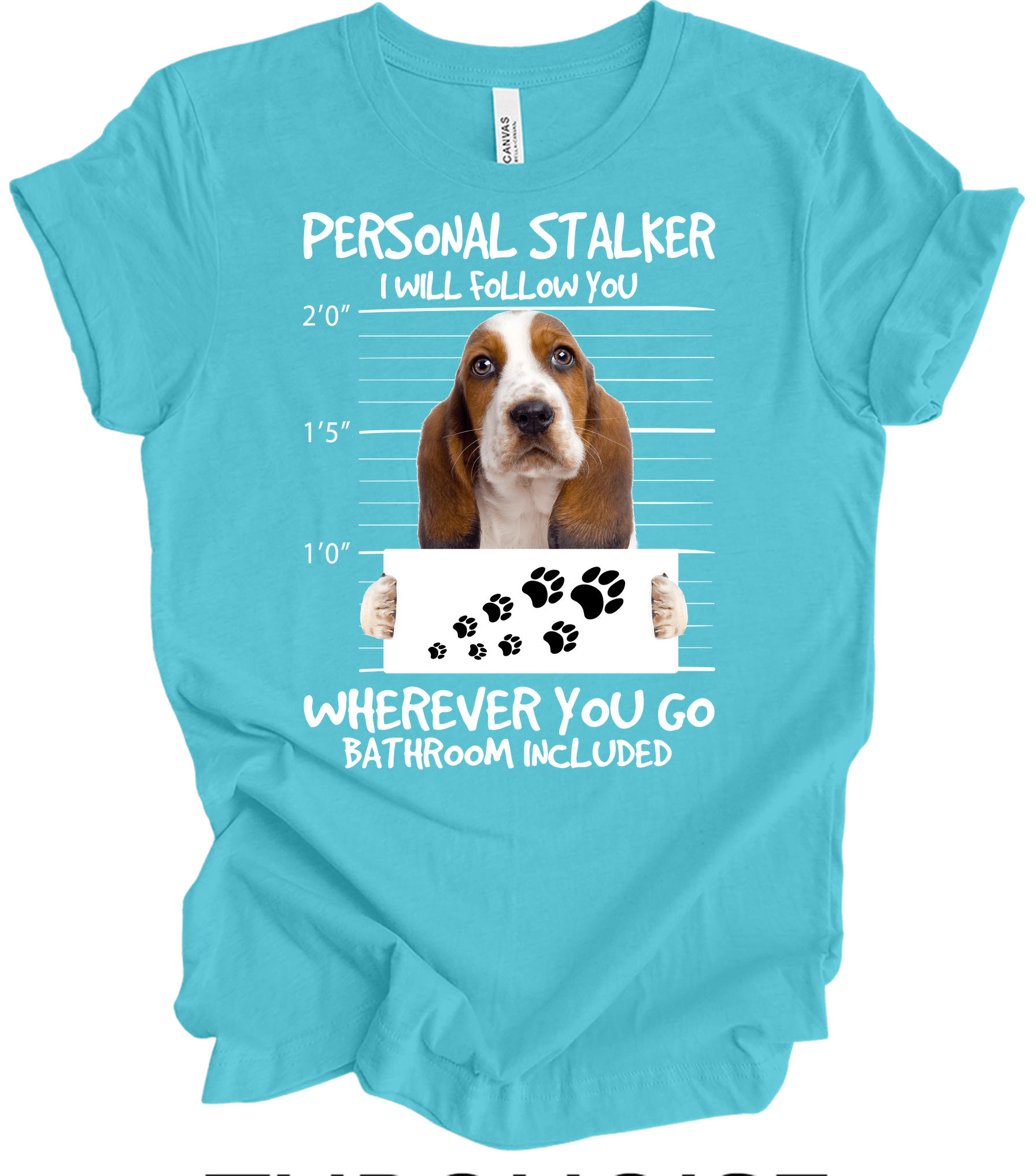Basset Hound Stalker T-Shirt in Turquoise