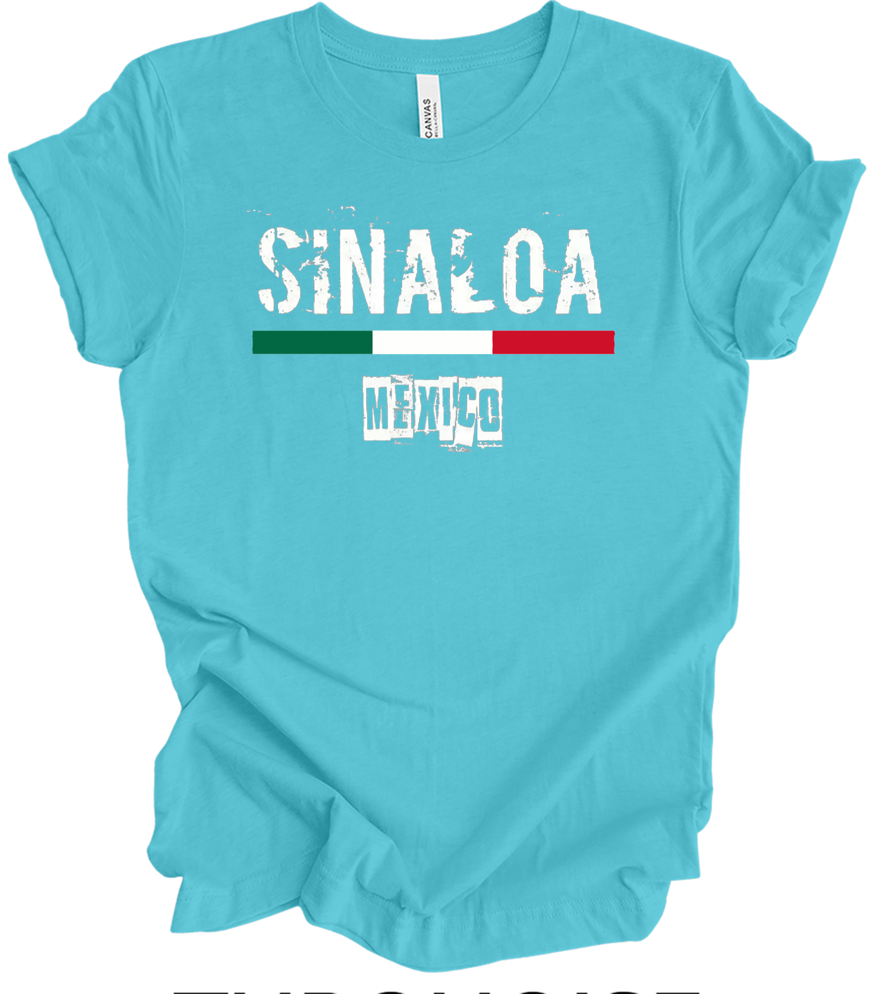 Sinaloa Mexico Vintage Flag T-Shirt in Turquoise