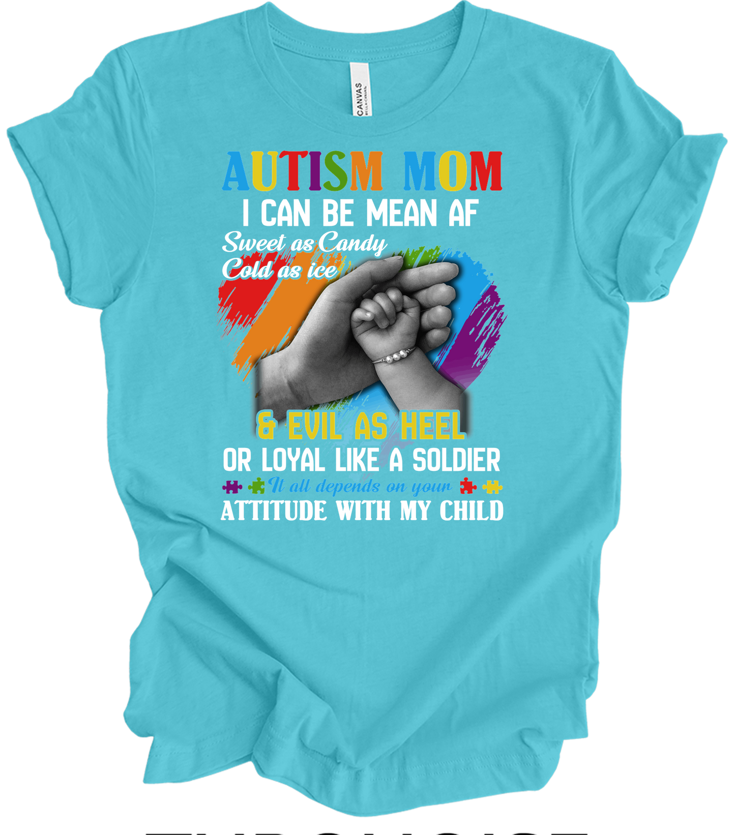 Autism Mom - Autism Awareness Puzzle Heart T-Shirt in Turquoise
