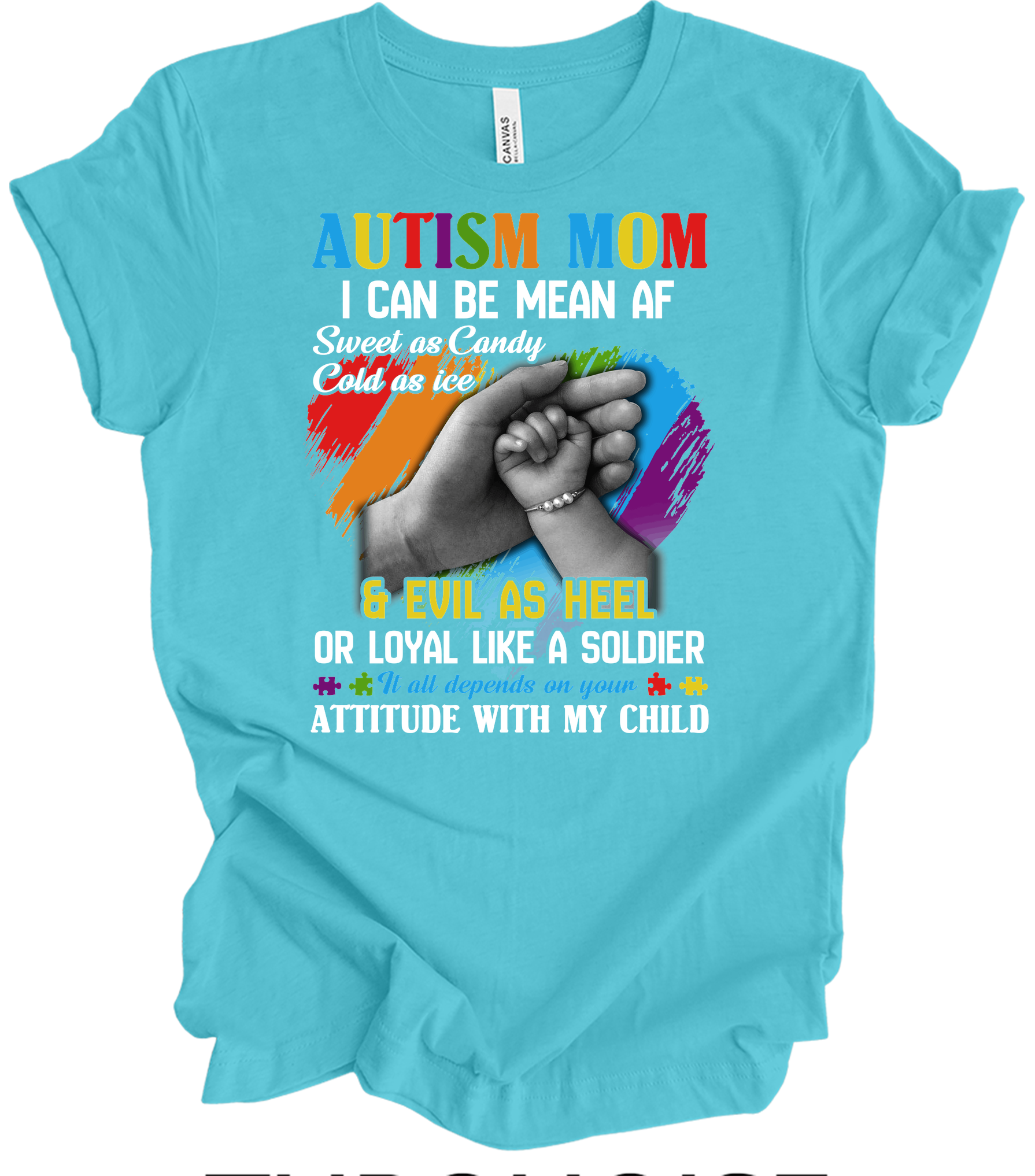 Autism Mom - Autism Awareness Puzzle Heart T-Shirt in Turquoise
