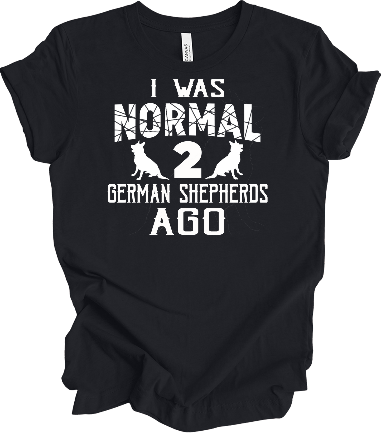 Normal 2 German Shepherds Ago T-Shirt in Vintage Black