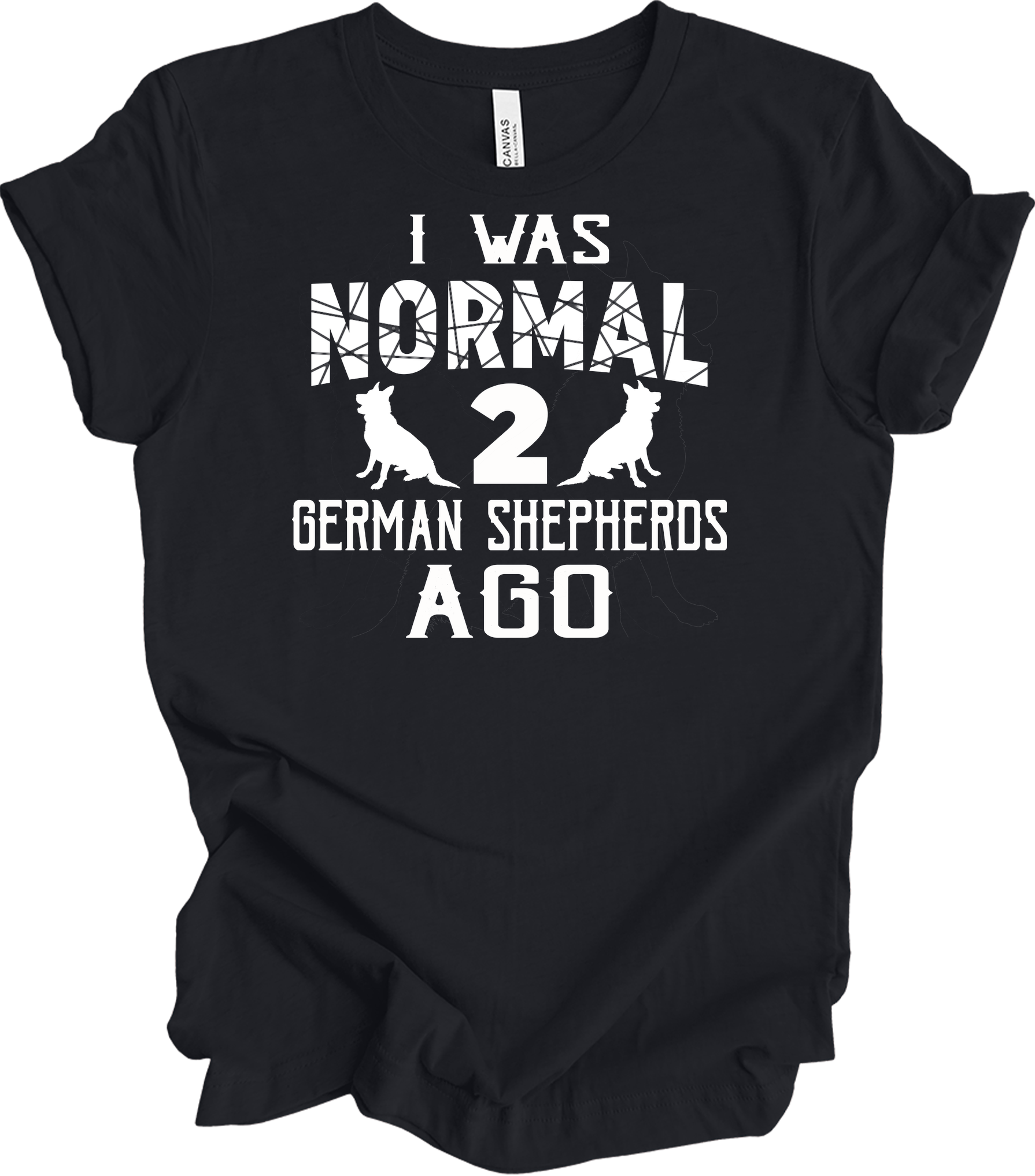 Normal 2 German Shepherds Ago T-Shirt in Vintage Black