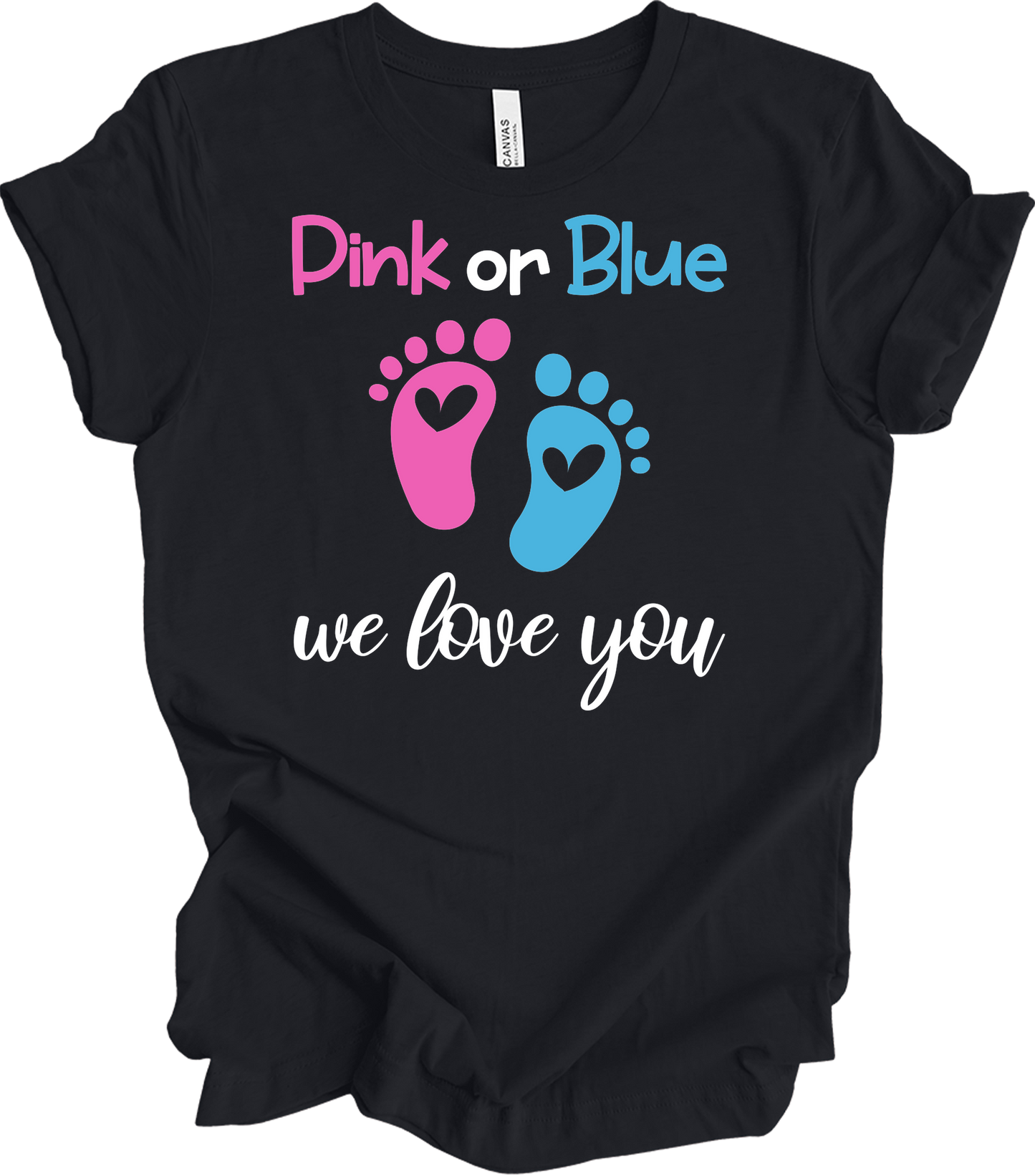 Pink or Blue We Love You T-Shirt in Vintage Black