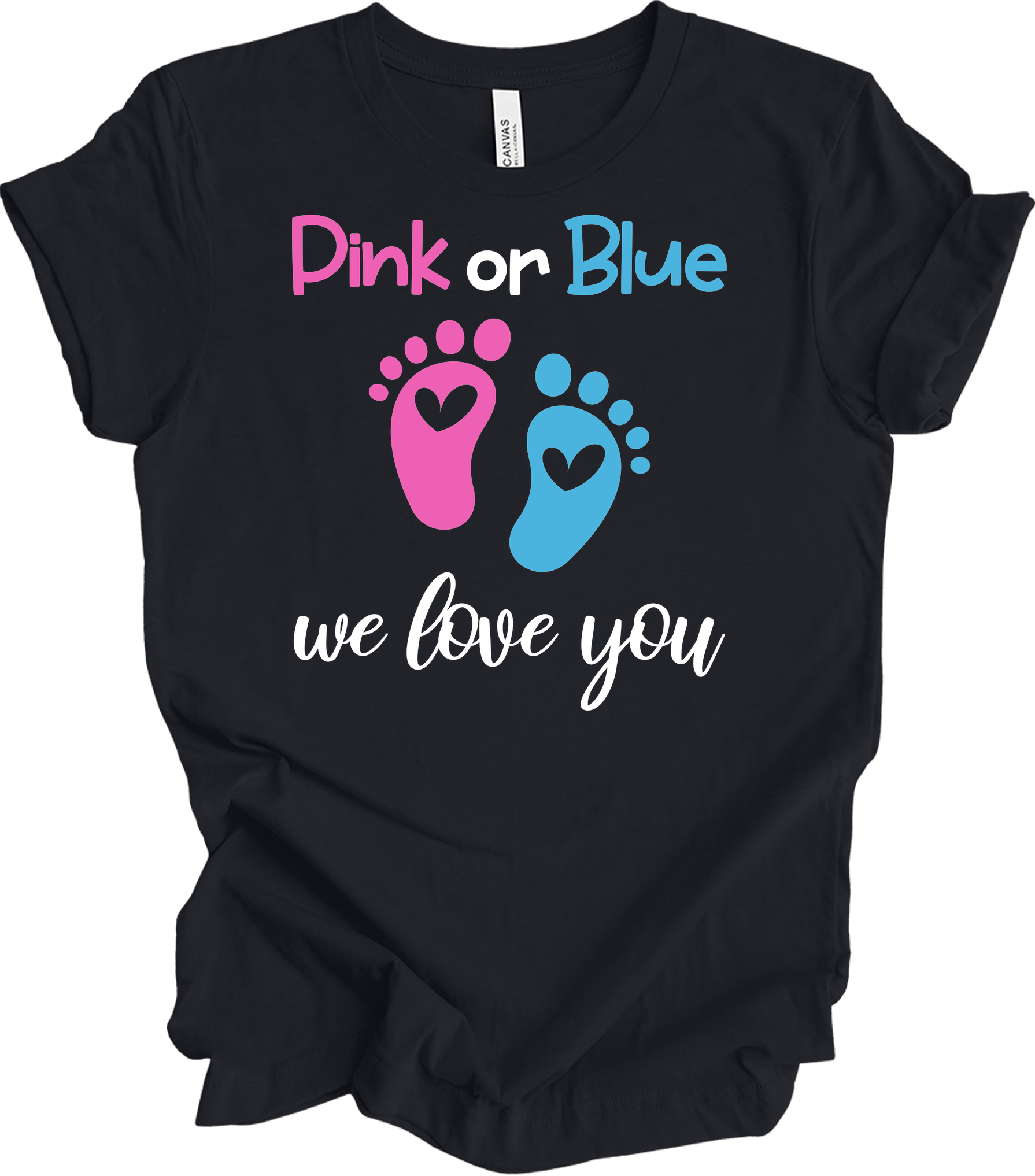 Pink or Blue We Love You T-Shirt in Vintage Black
