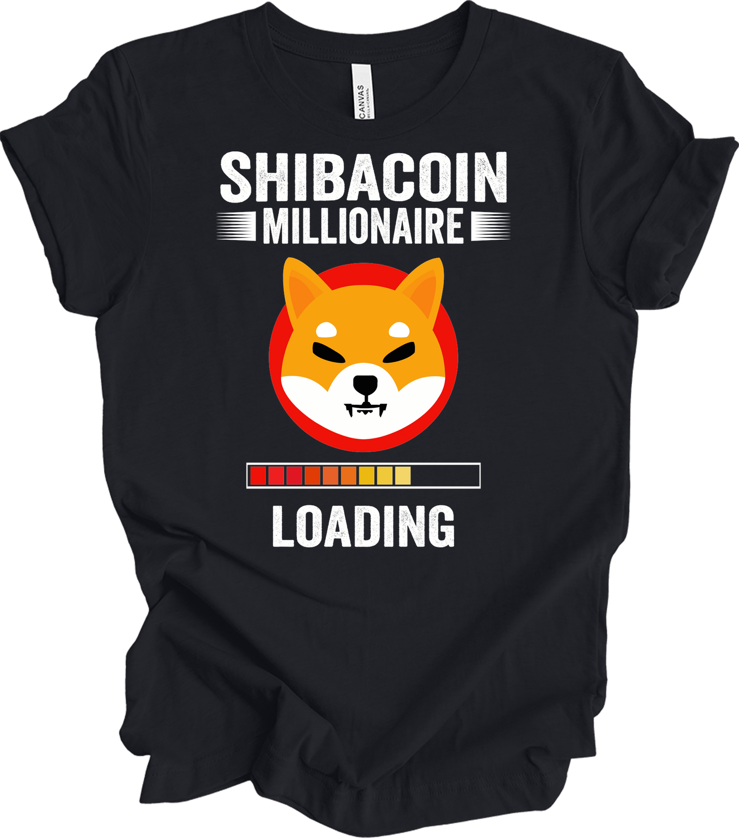 Shiba Inu Millionaire Loading Crypto SHIB Coin T-Shirt in Vintage Black