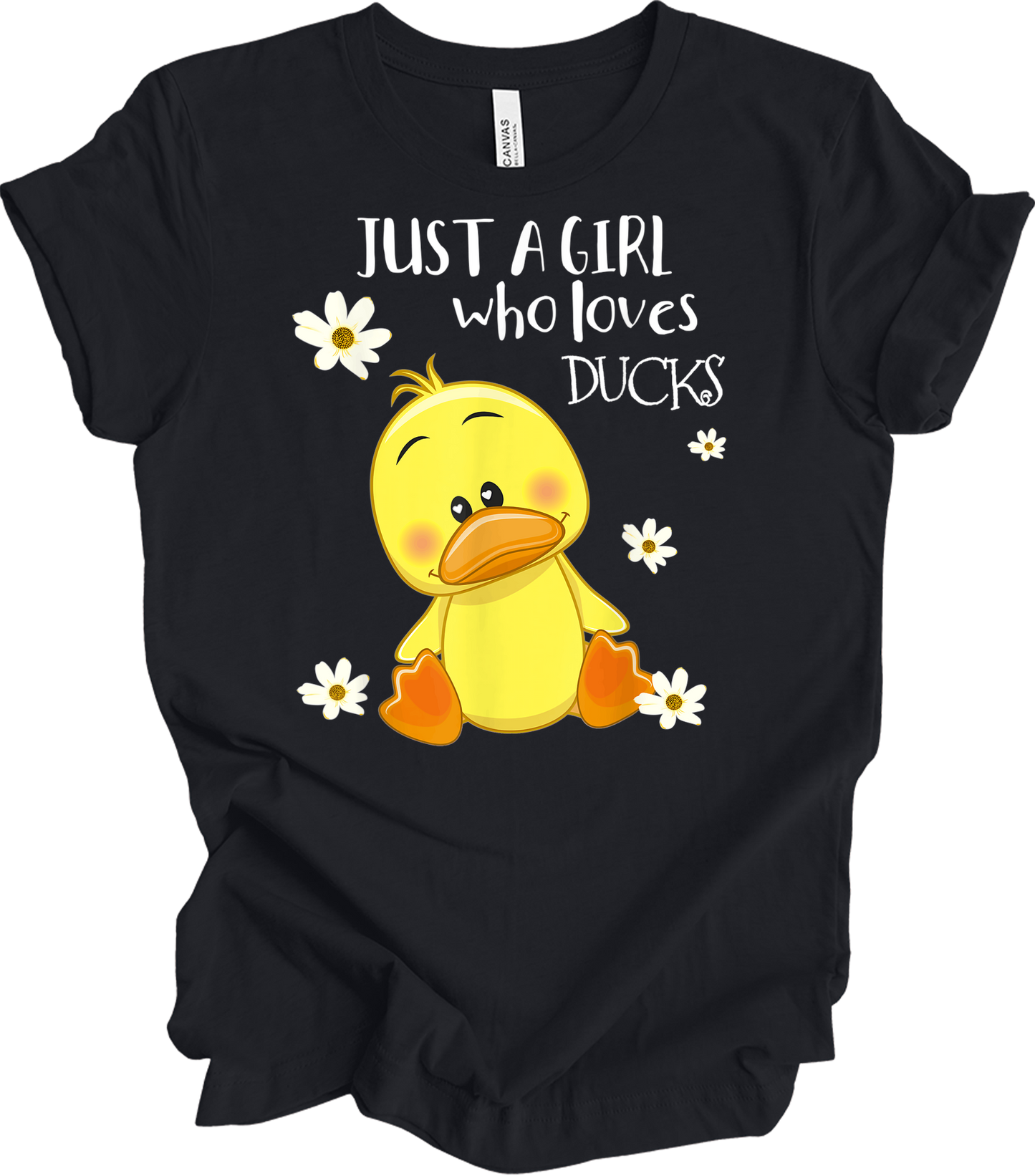 Just a Girl Who Loves Ducks - Cute Duck Lover T-Shirt in Vintage Black