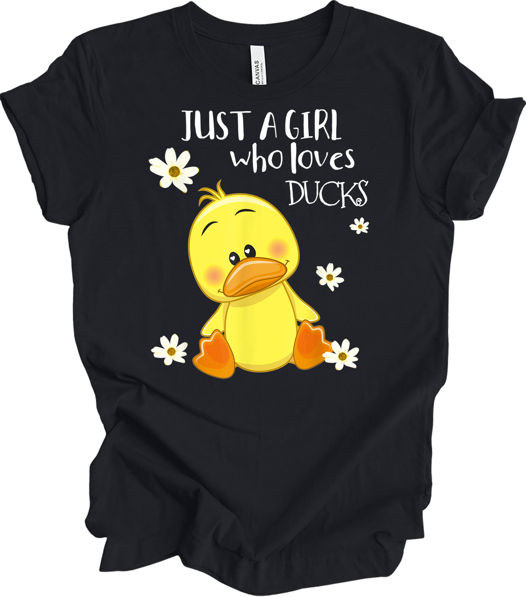 Just a Girl Who Loves Ducks - Cute Duck Lover T-Shirt in Vintage Black