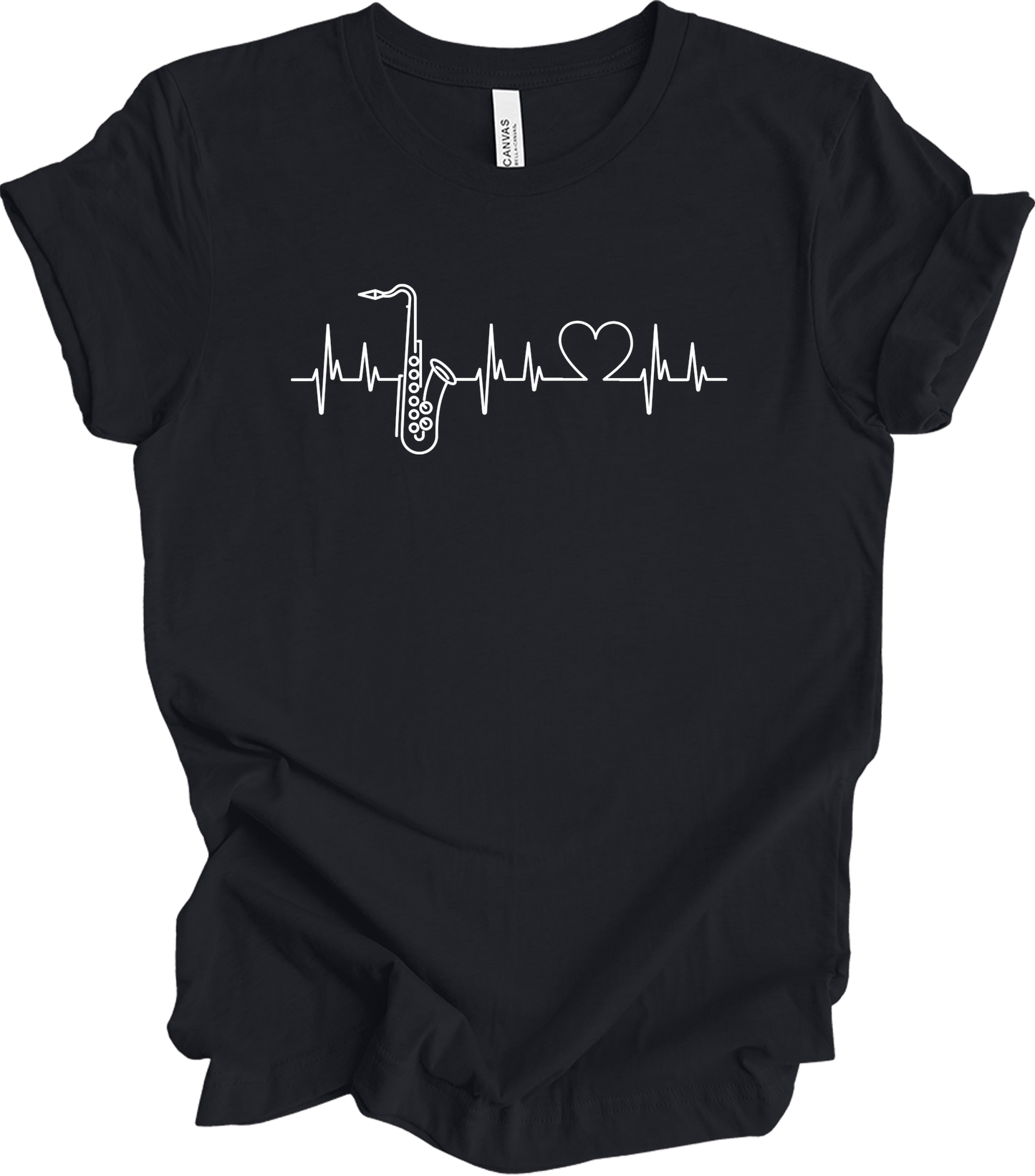 Saxophone Heartbeat T-Shirt in Vintage Black